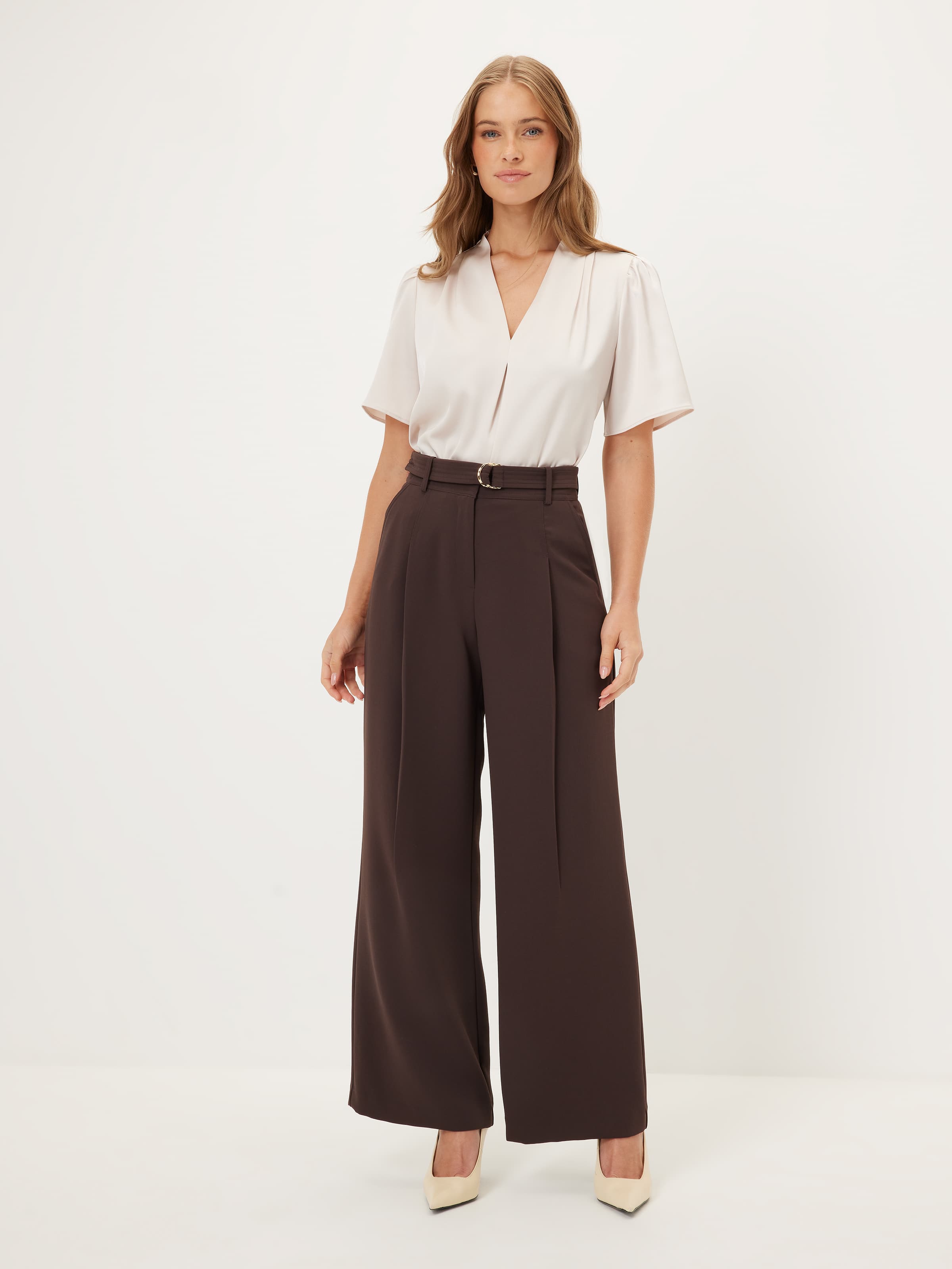 Shelley Satin V Neck Top