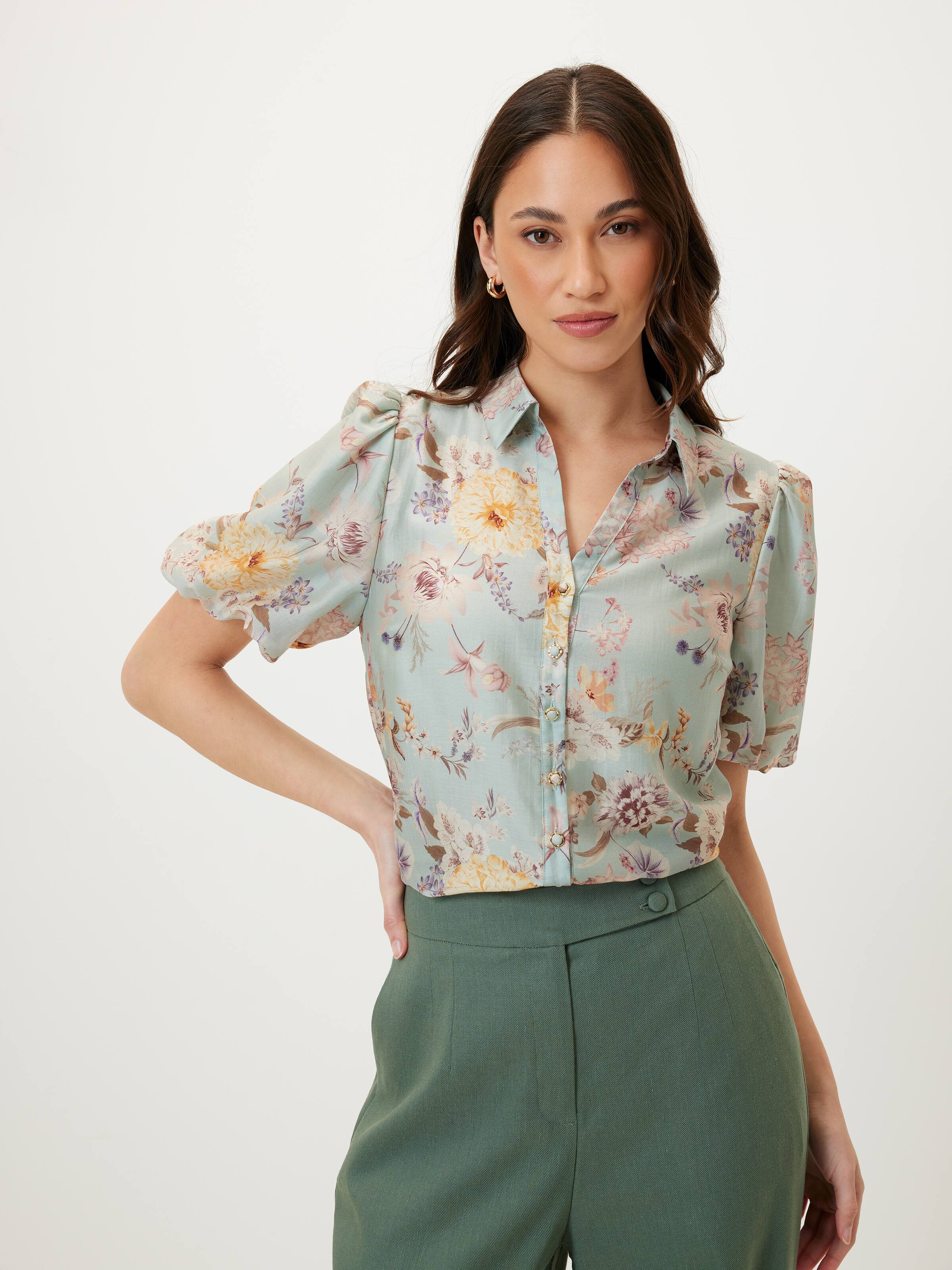Molly Puff Sleeve V Neck Top