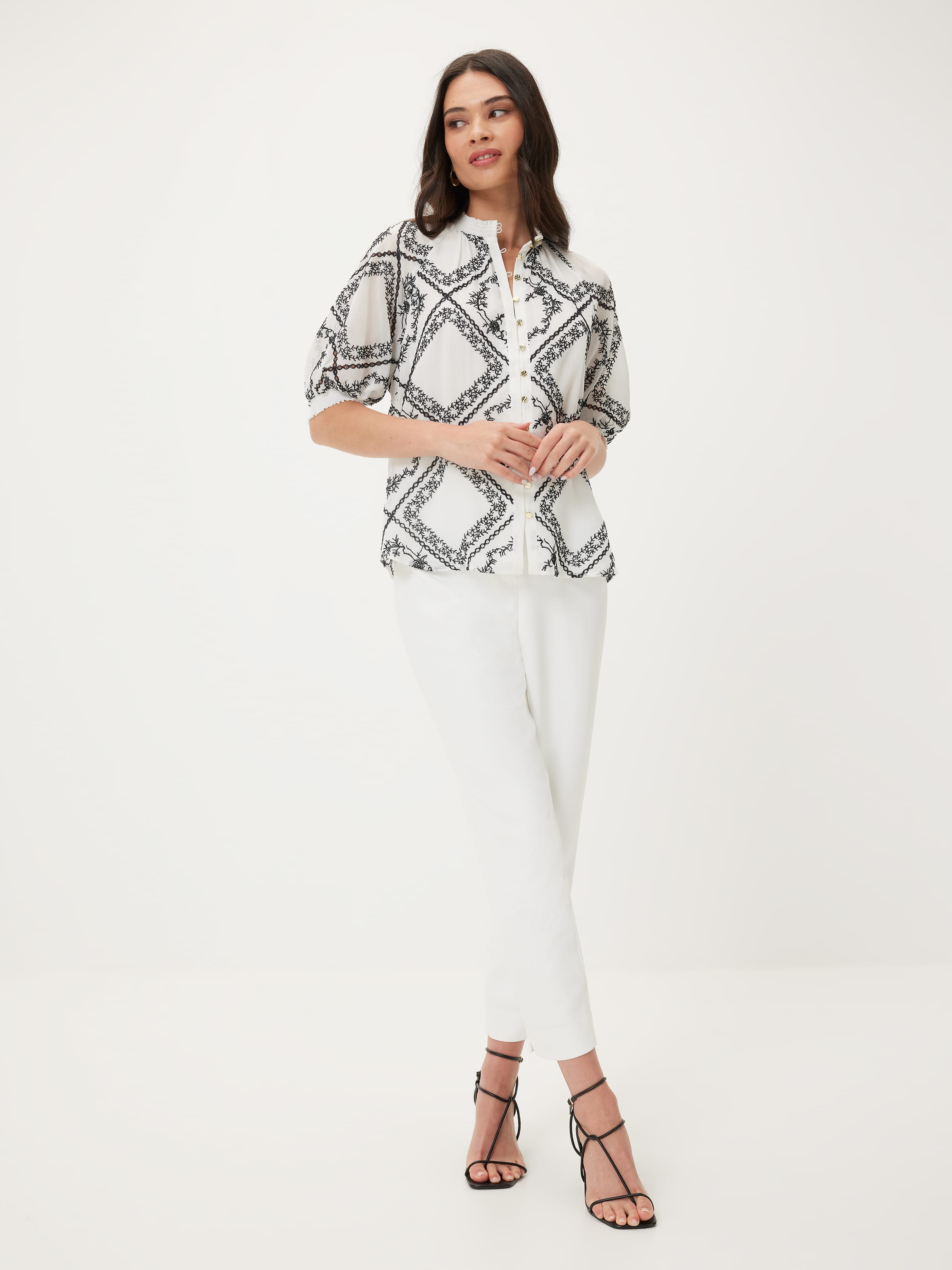 Lara Embroidered Puff Sleeve Blouse