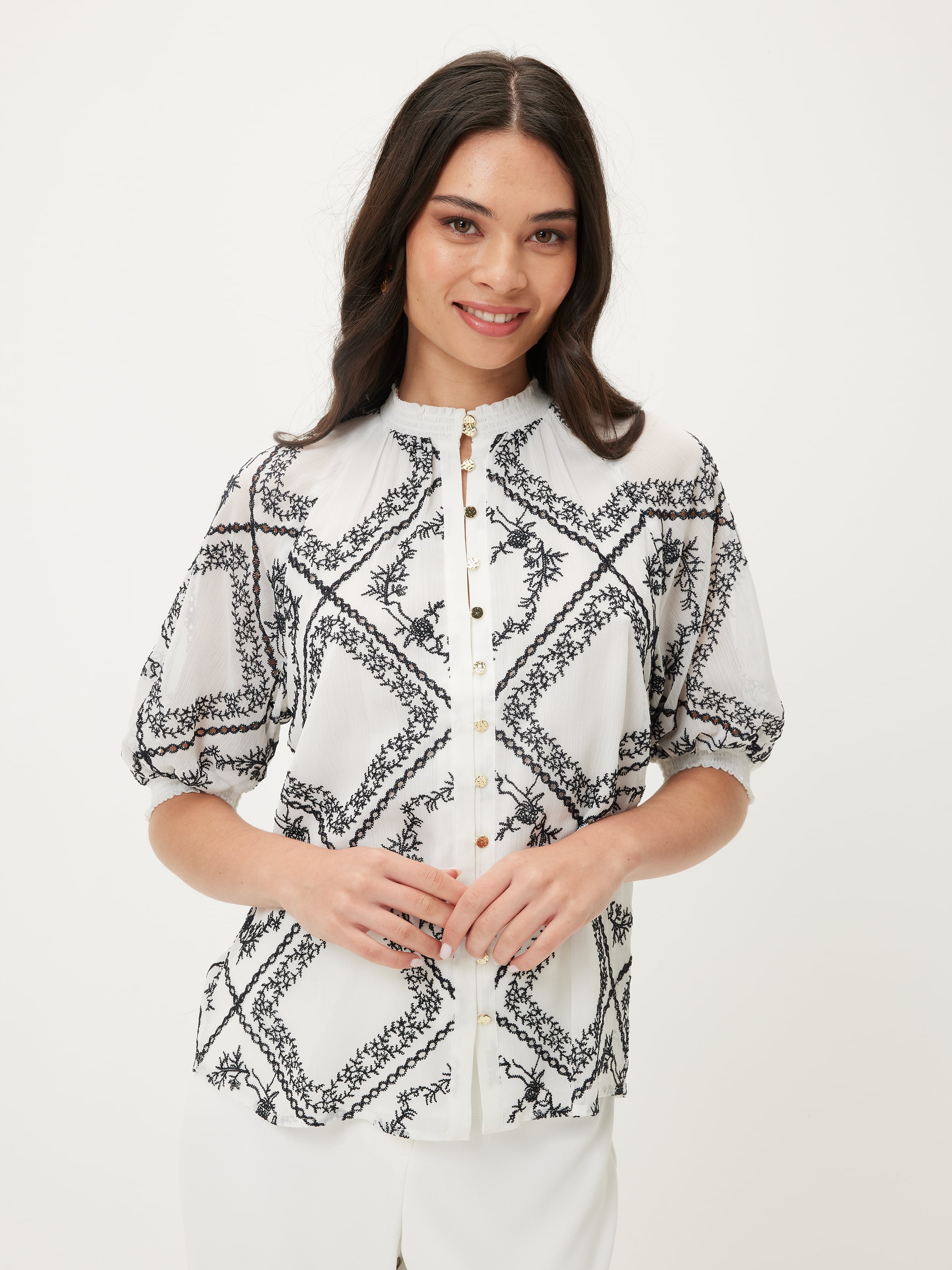 Lara Embroidered Puff Sleeve Blouse