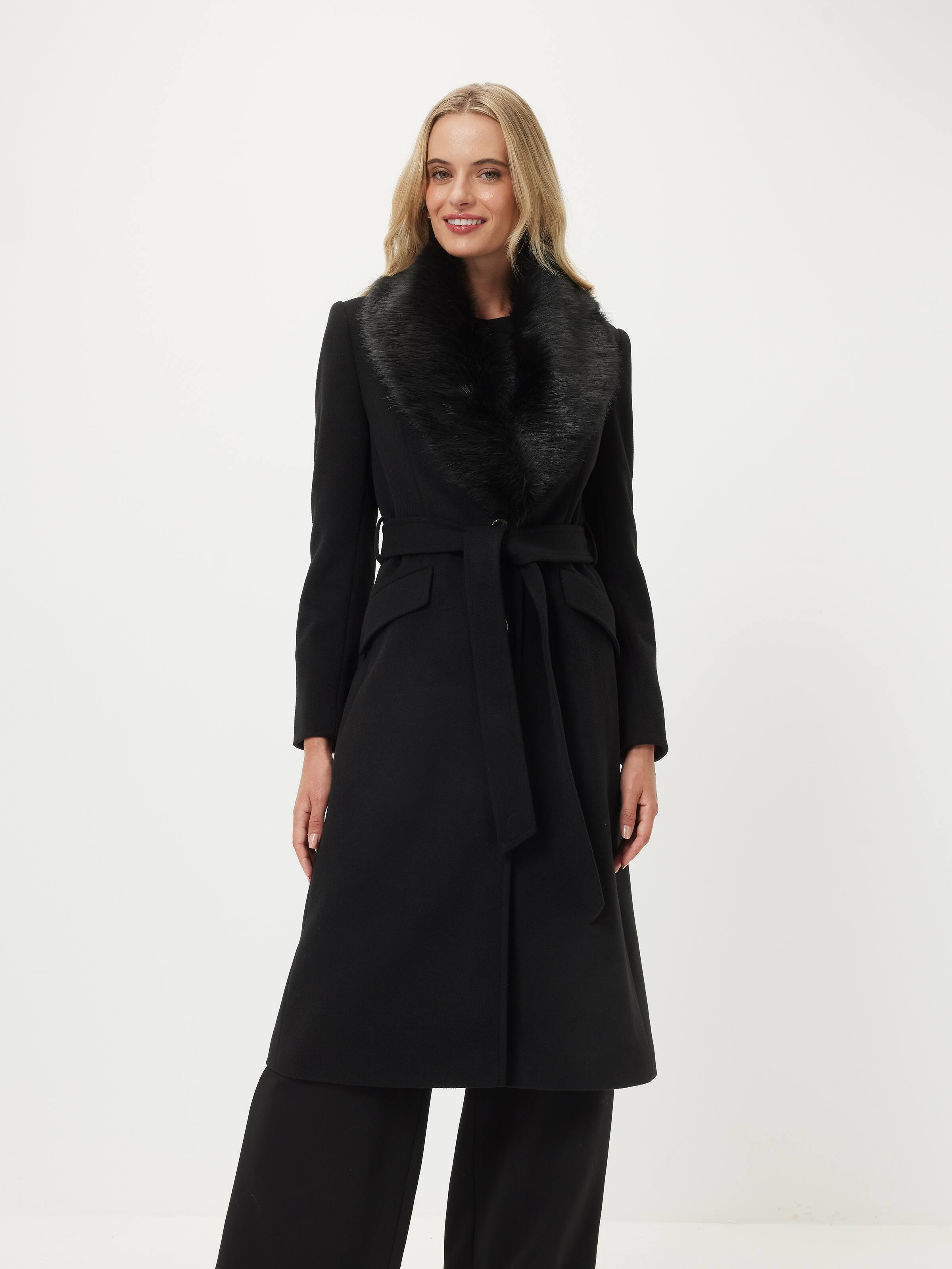 Ava Fur Trim Coat