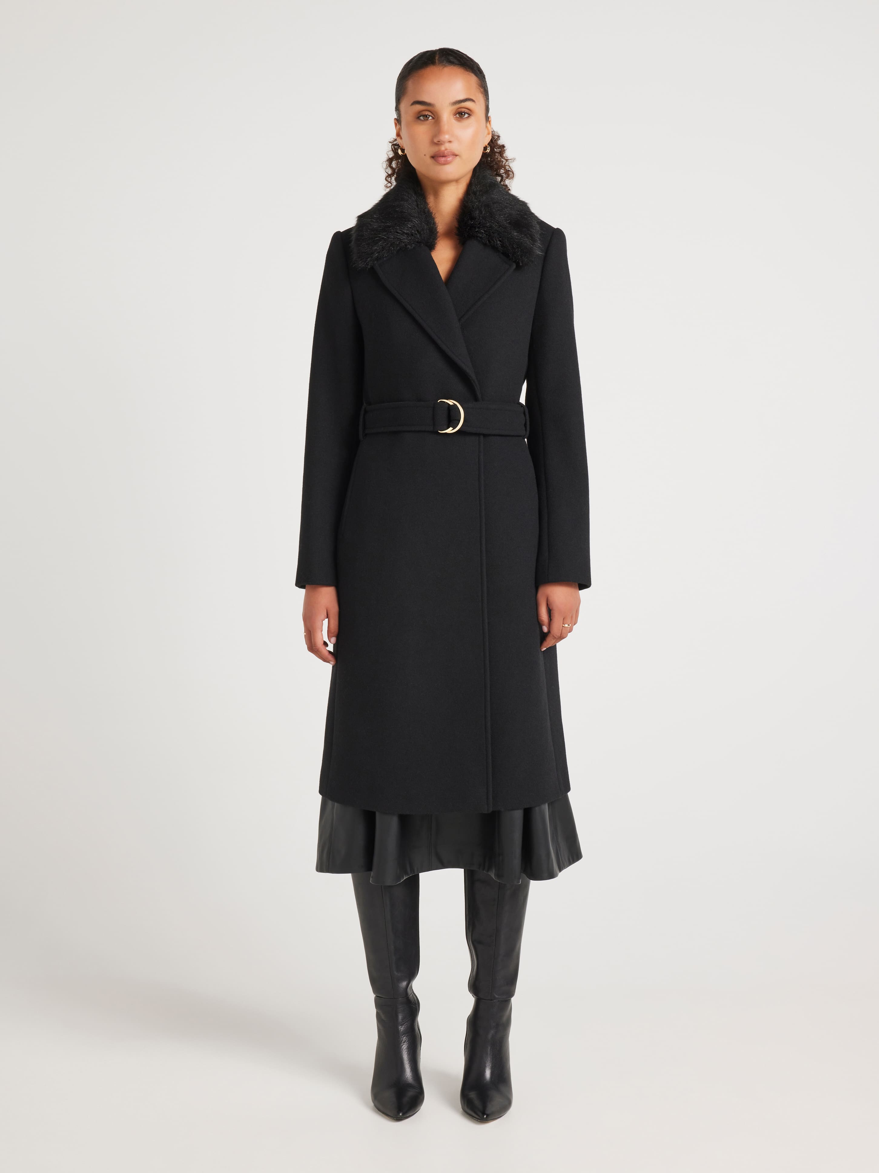 Aria Faux-Fur Trim Coat