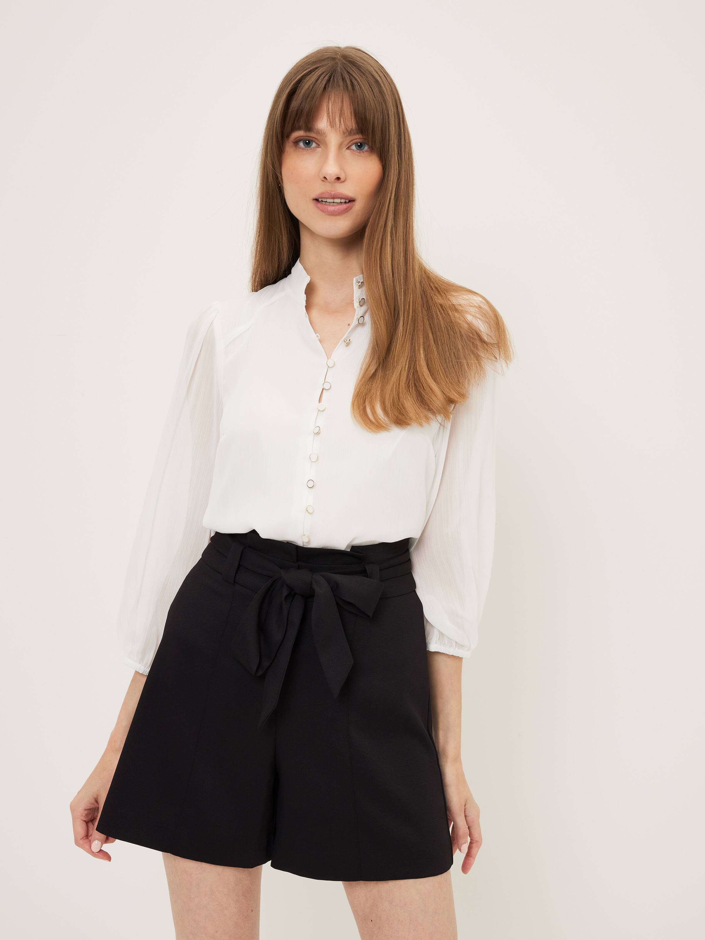 Bianca Top Black Satin Blouse Long Sleeves Blouse Work Wear -  Canada