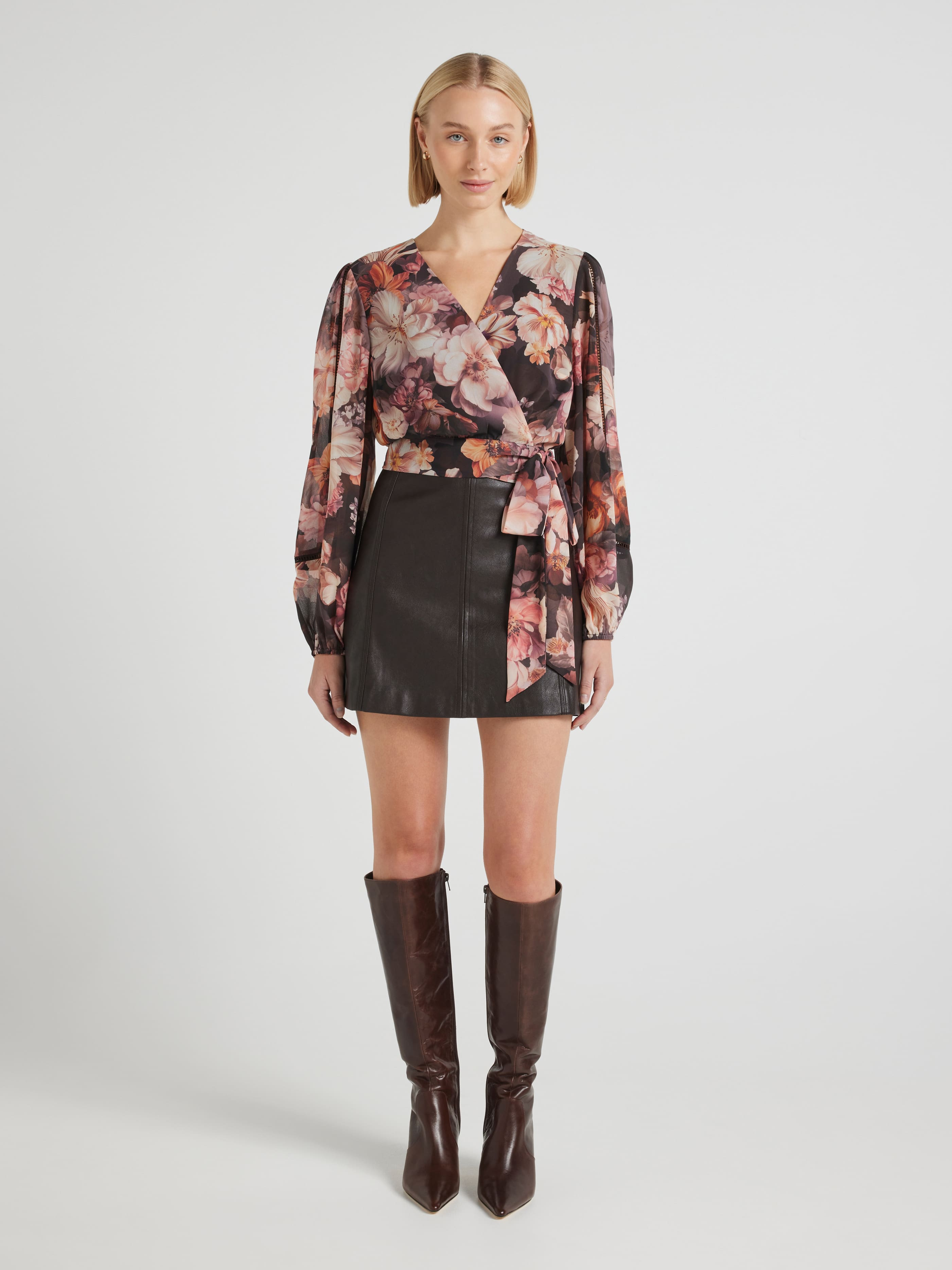 Lenni Lace Insert Wrap Blouse