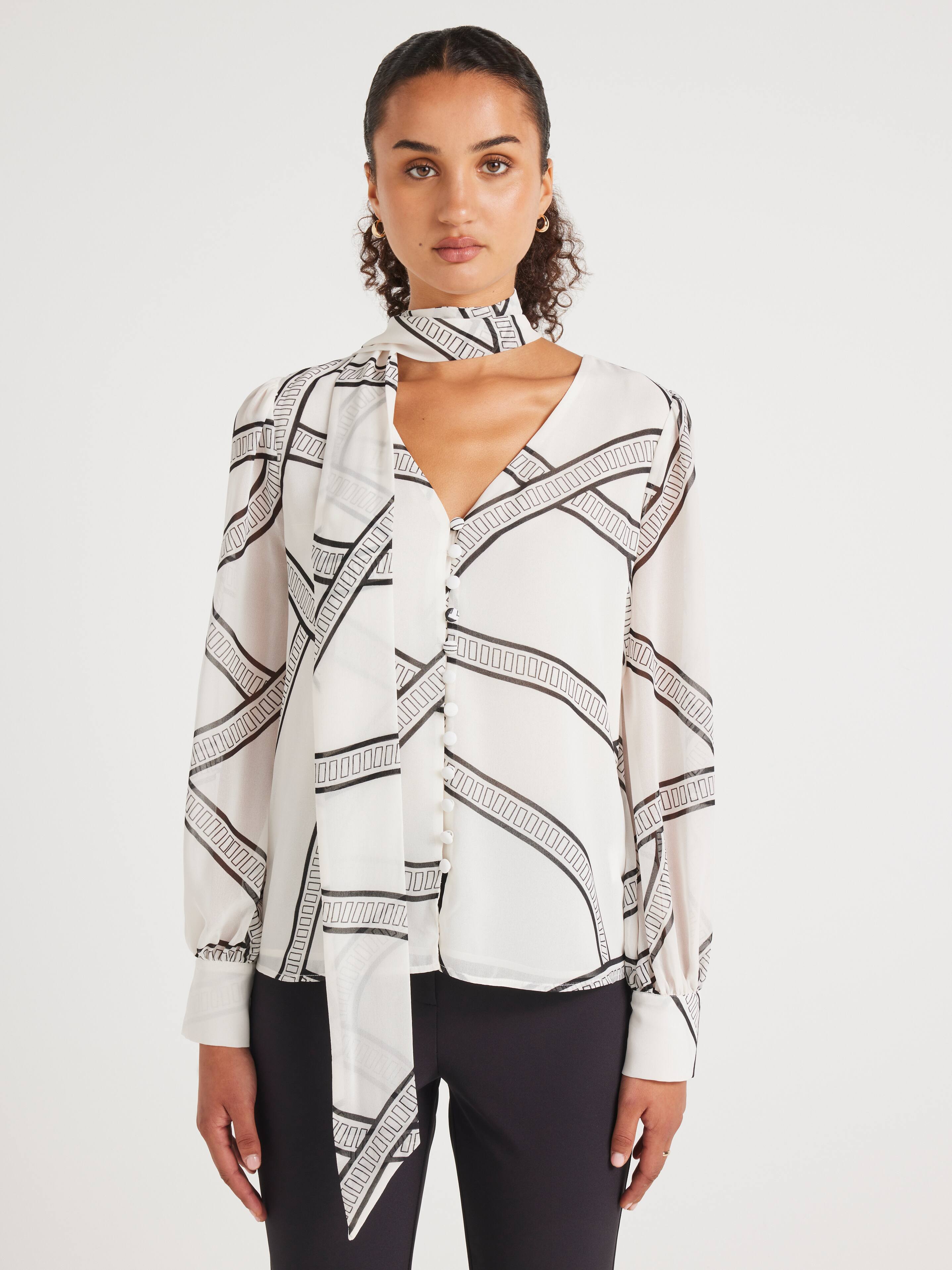 Topaz Tie Neck Blouse