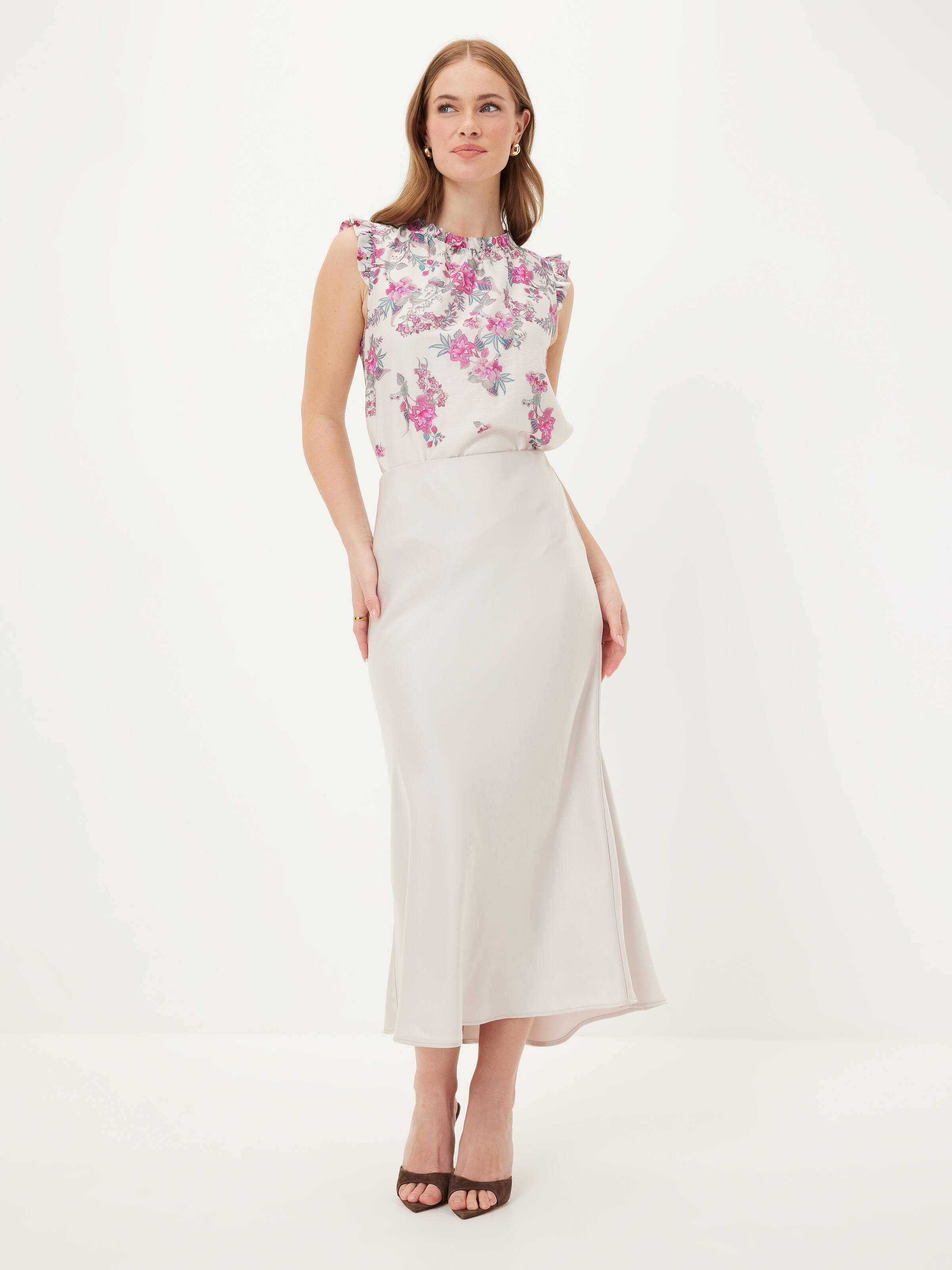 Tessa Poppy Gathered Neck Top