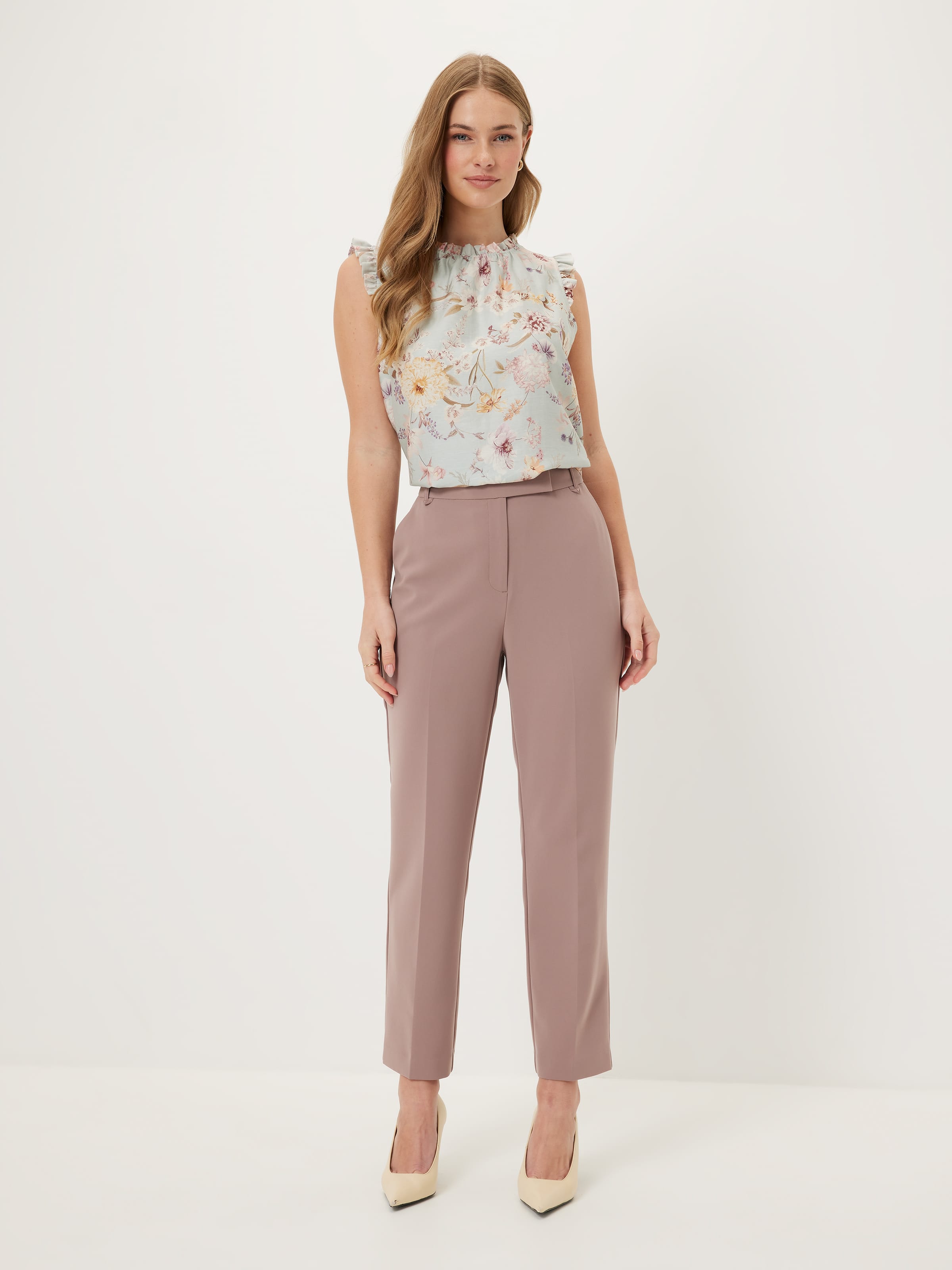 Tessa Poppy Gathered Neck Top