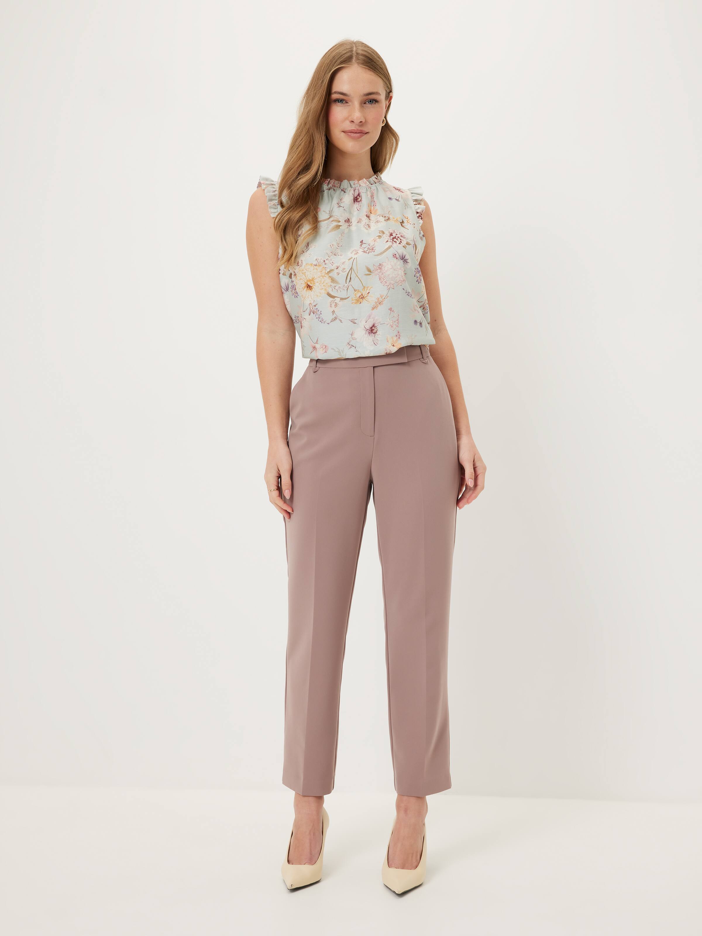 Tessa Poppy Gathered Neck Top
