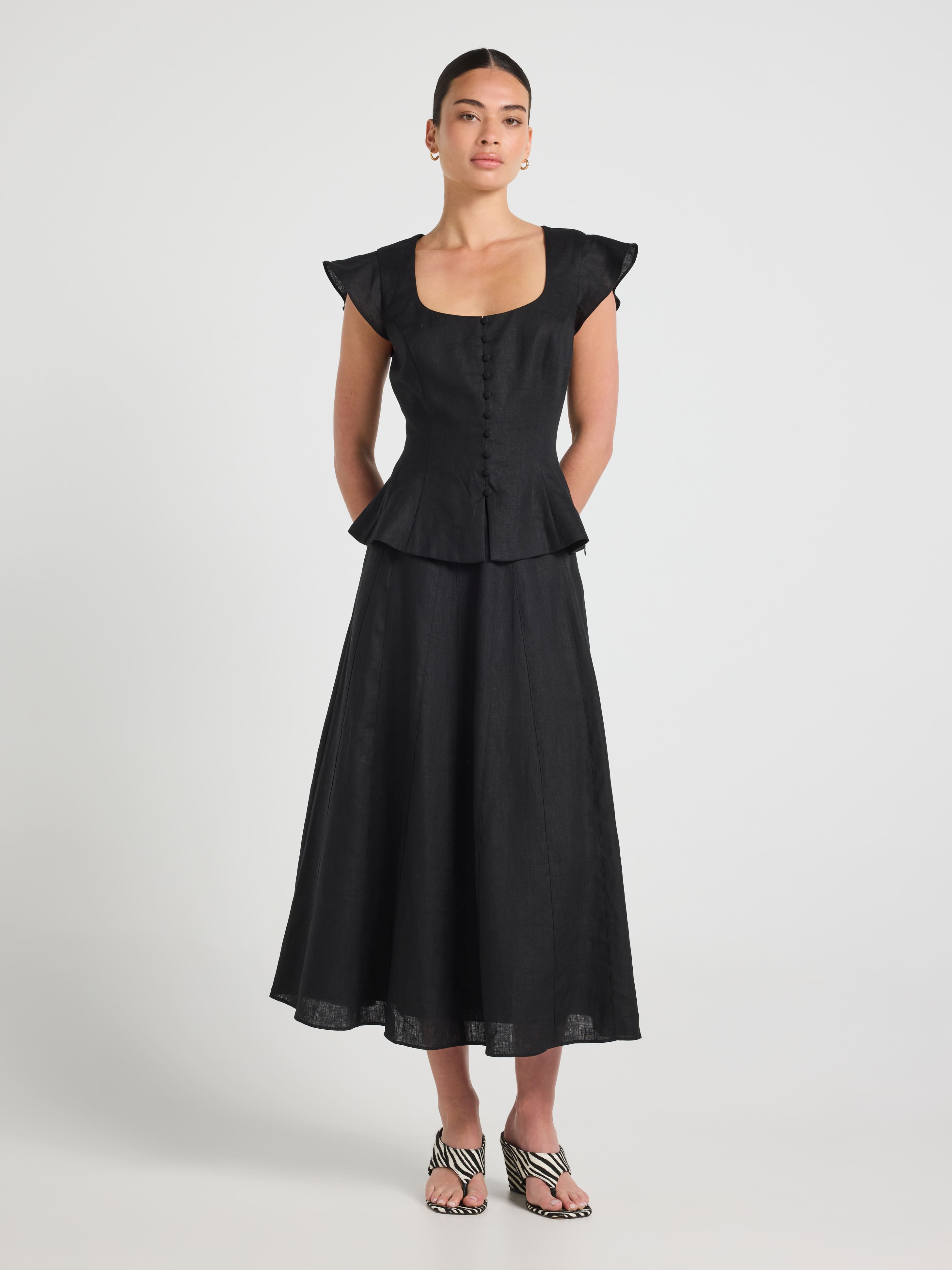 Belle Button Through Peplum Top