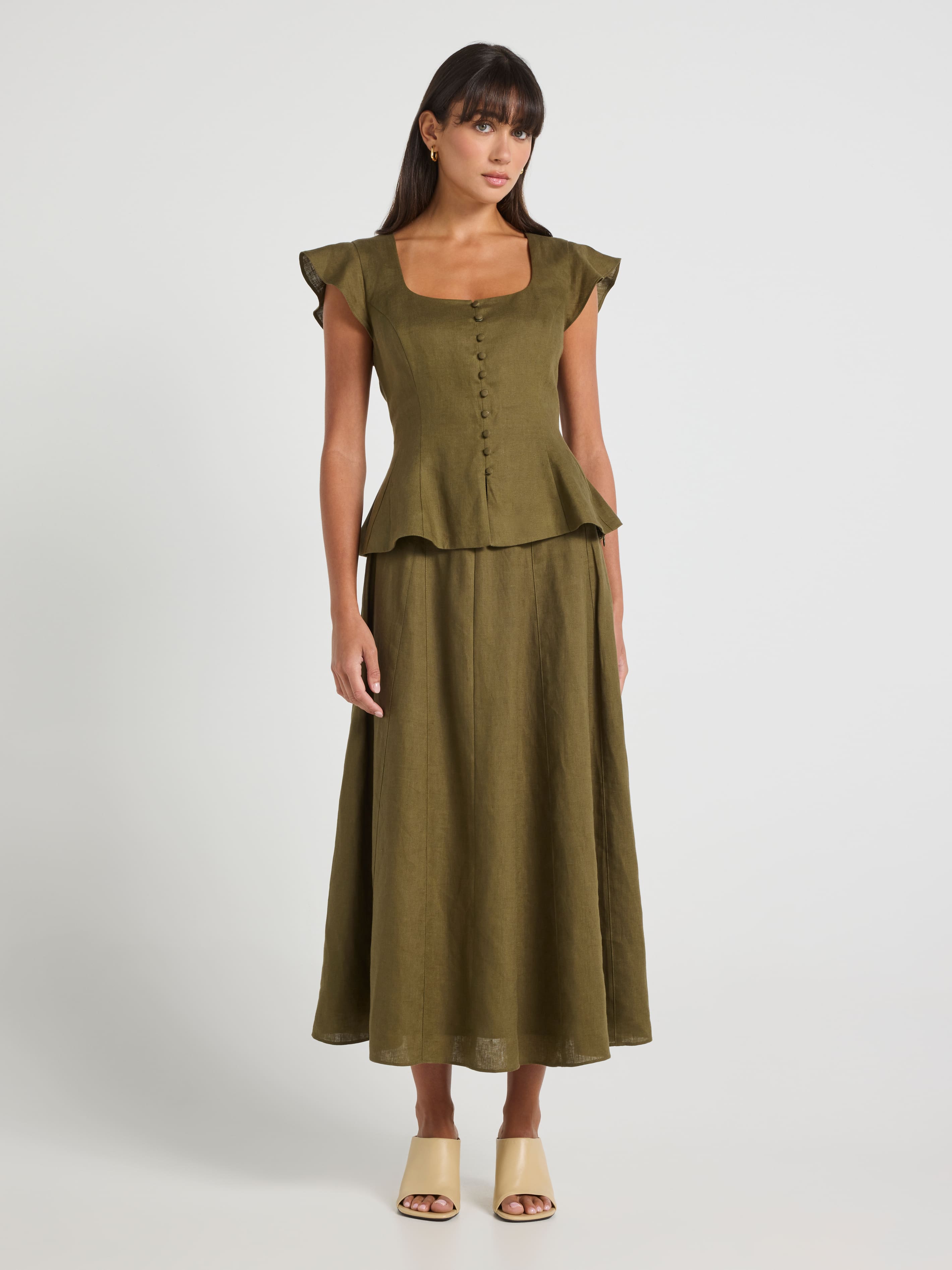Belle Button Through Peplum Top