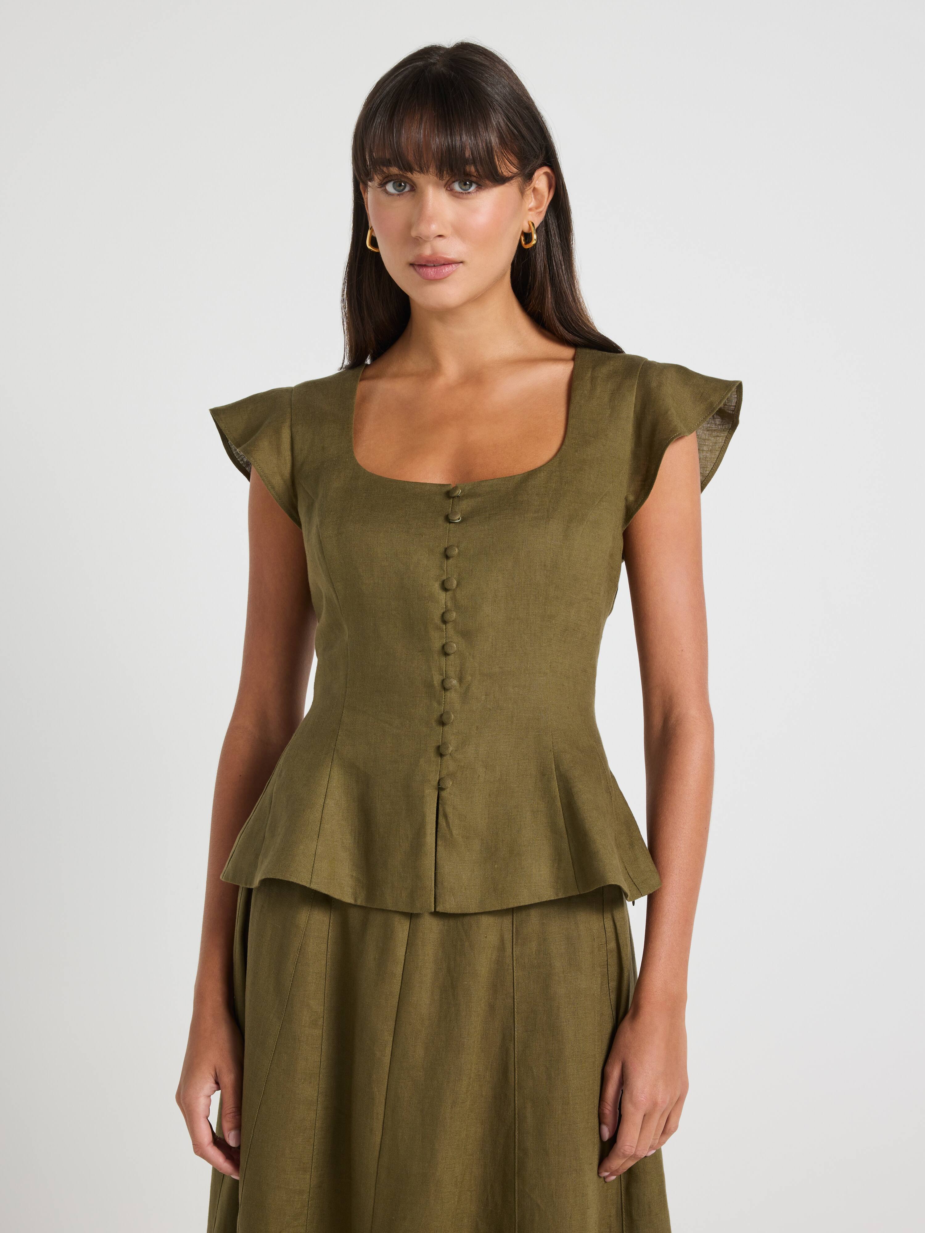 Belle Button Through Peplum Top