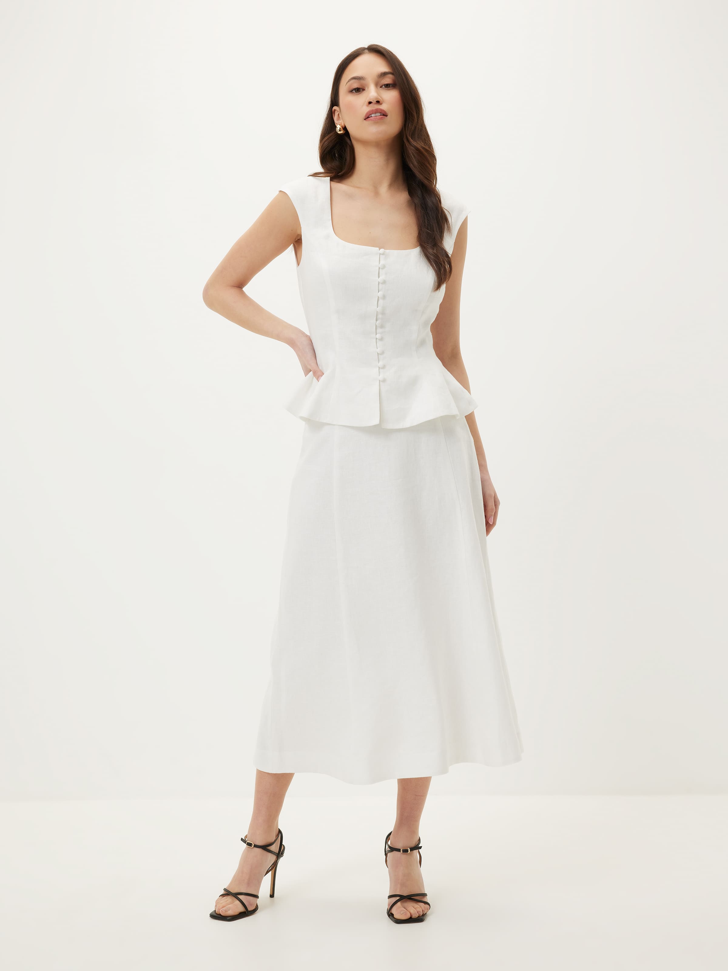 Belle Button Through Peplum Top