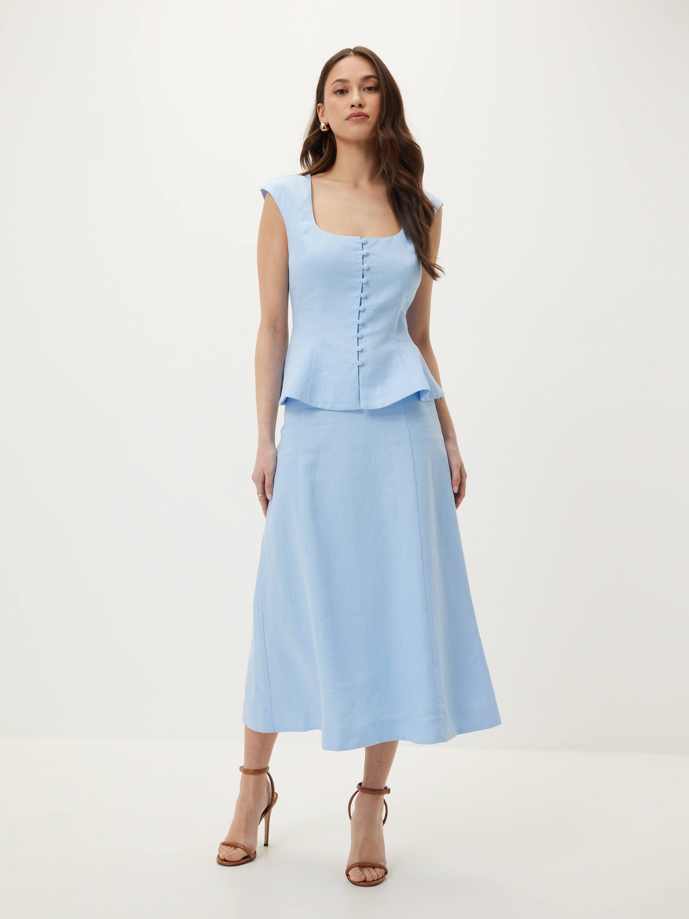 Belle Button Through Peplum Top