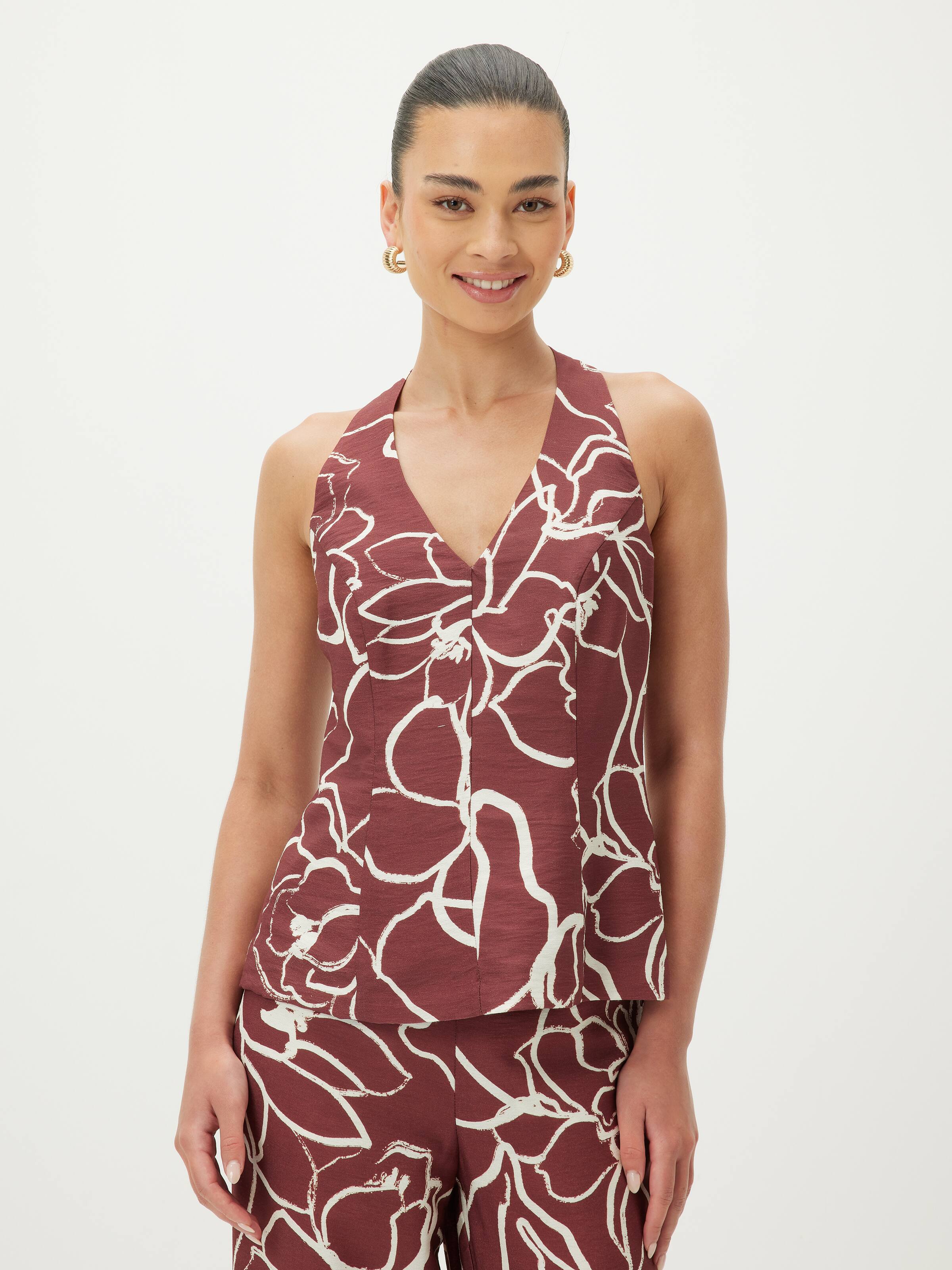 One Kiss Halter Printed Top