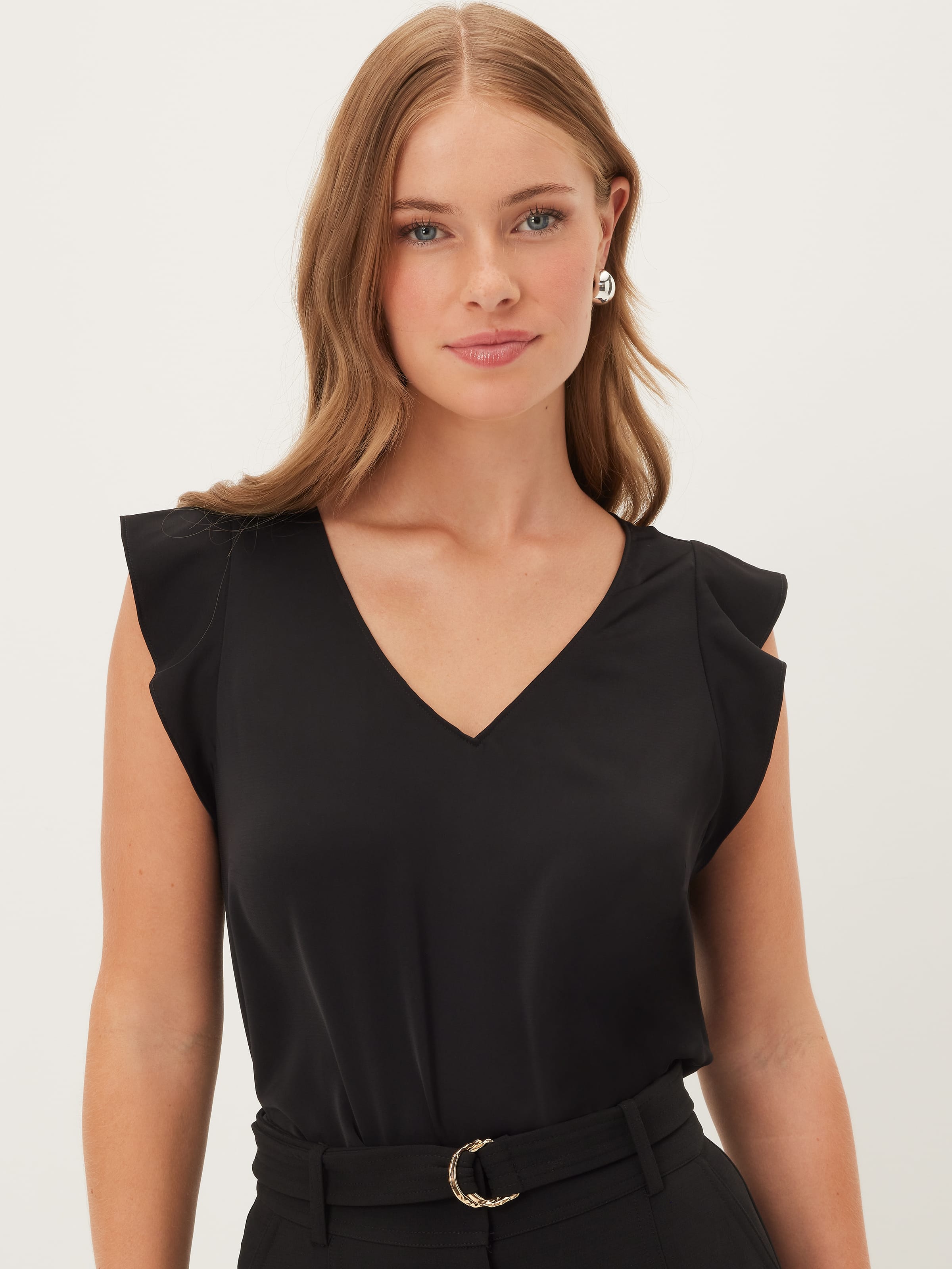 Carrie Core V-Neck Top Black - Portmans Online