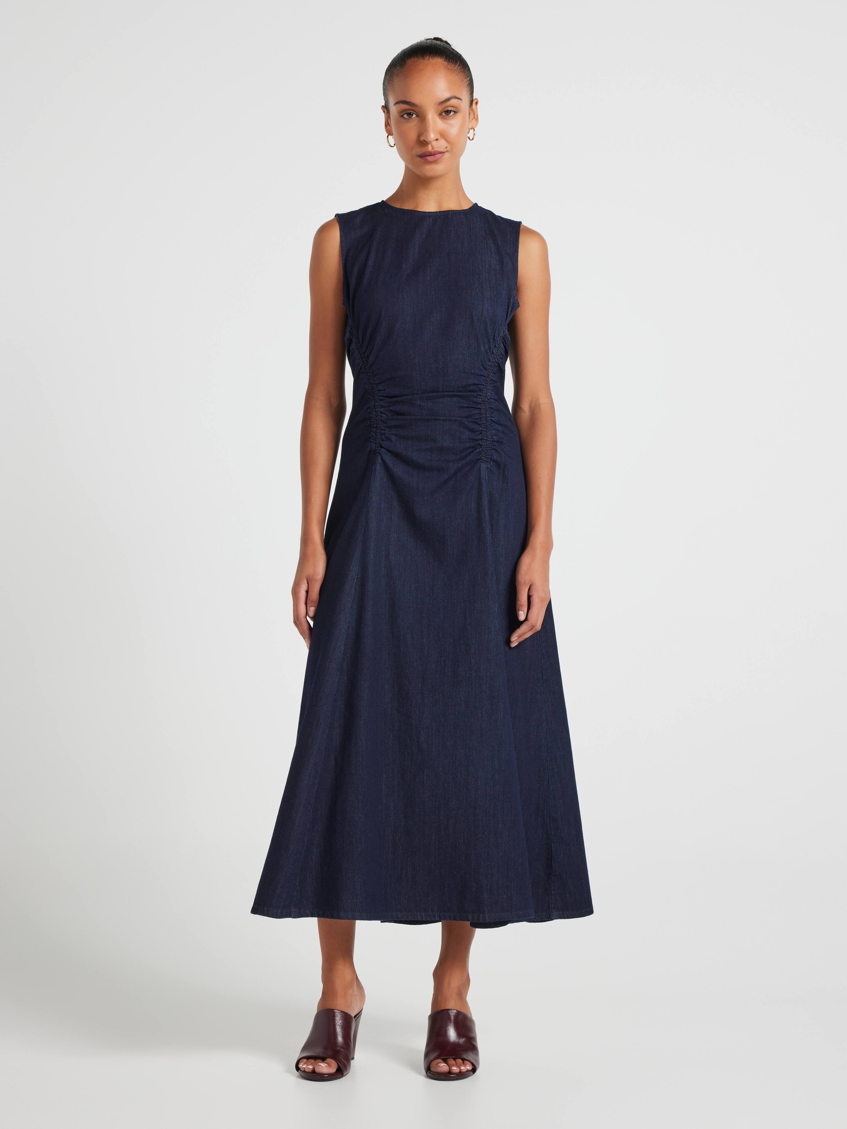 Yasmin Ruched Chambray Dress
