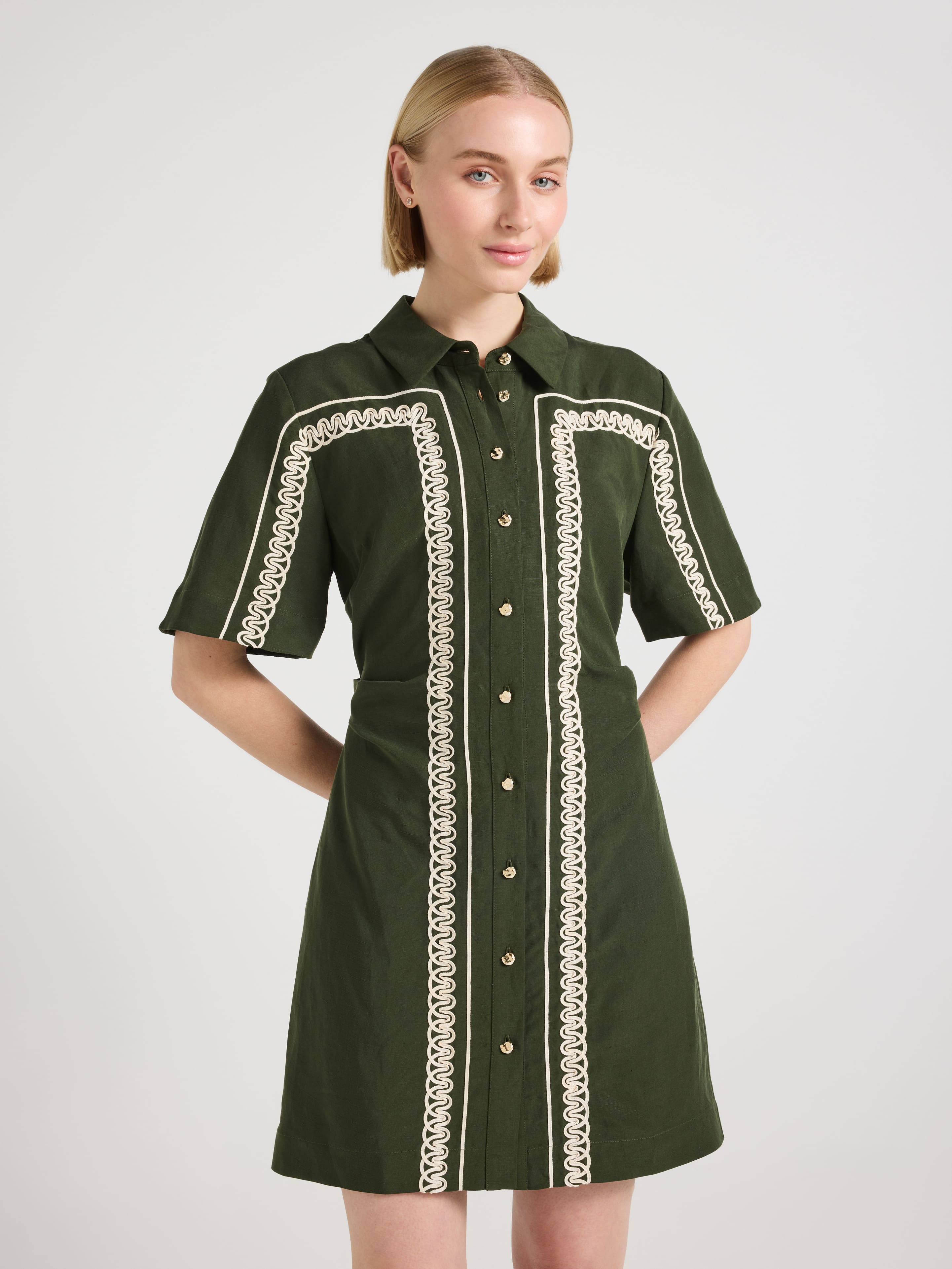 Kiara Embroidered Shirt Dress