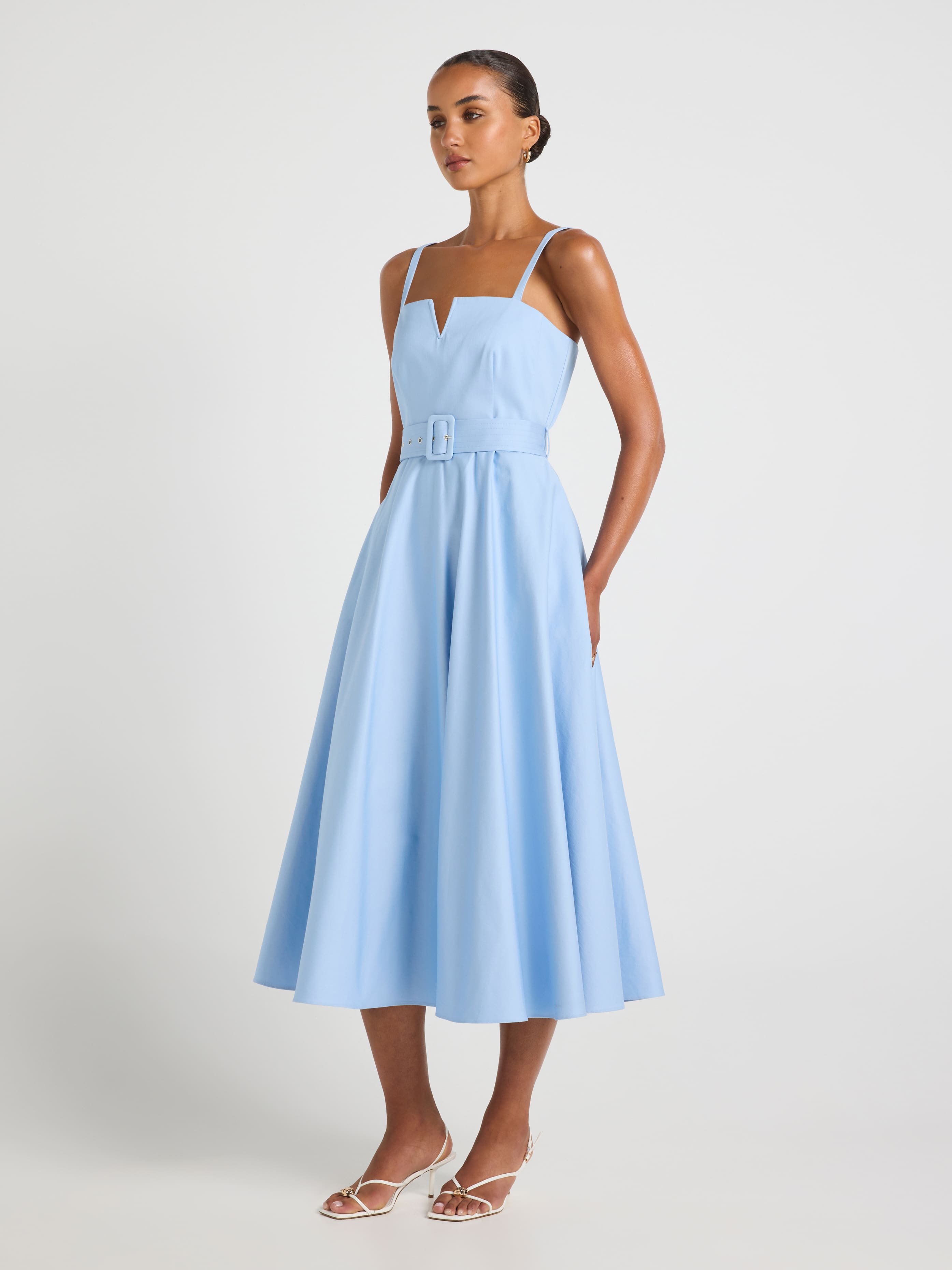 Fifi Belted Fit And Flare Midi Dress