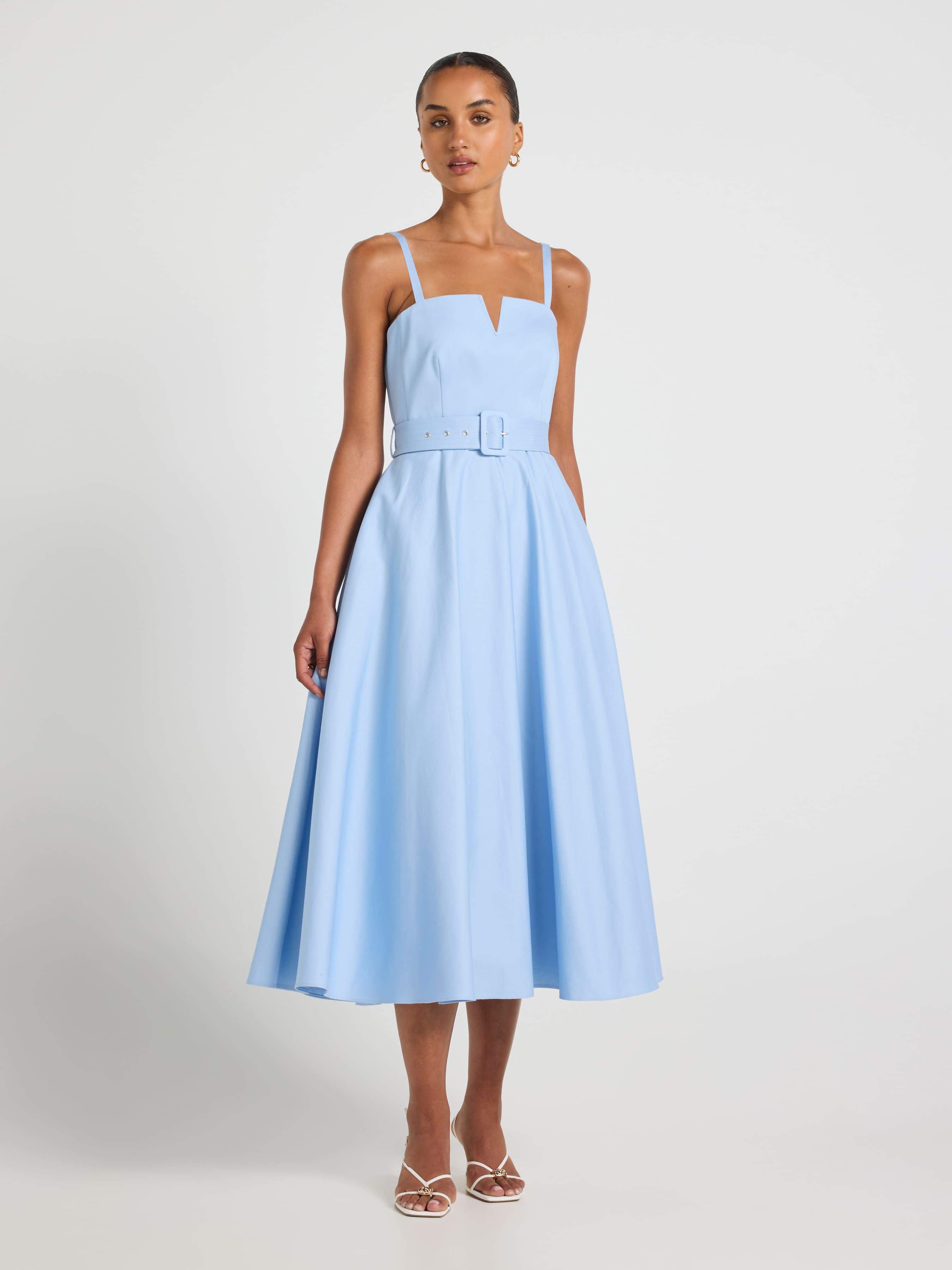 Fifi Belted Fit And Flare Midi Dress