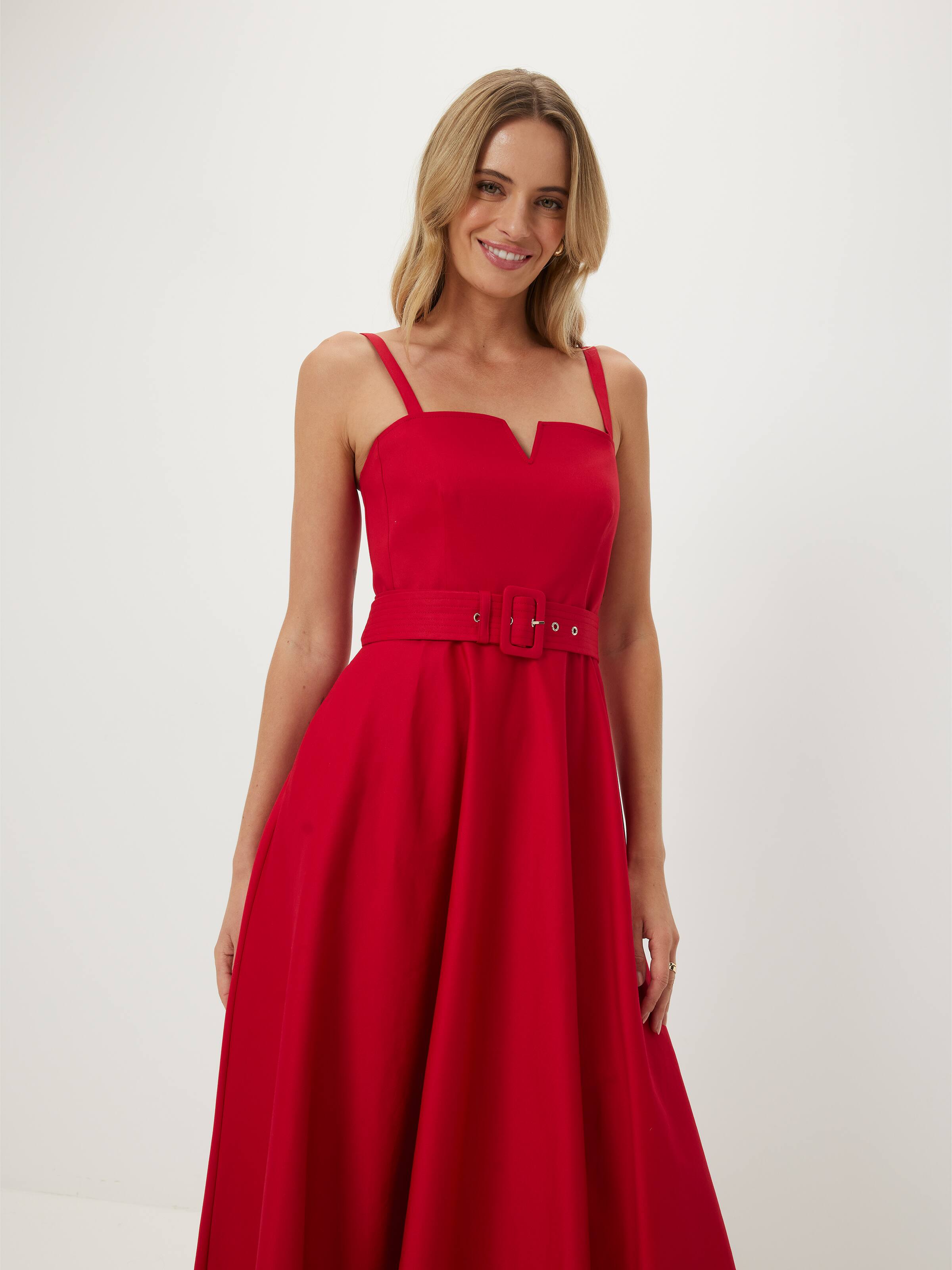 Fifi Belted Fit & Flare Midi Dress