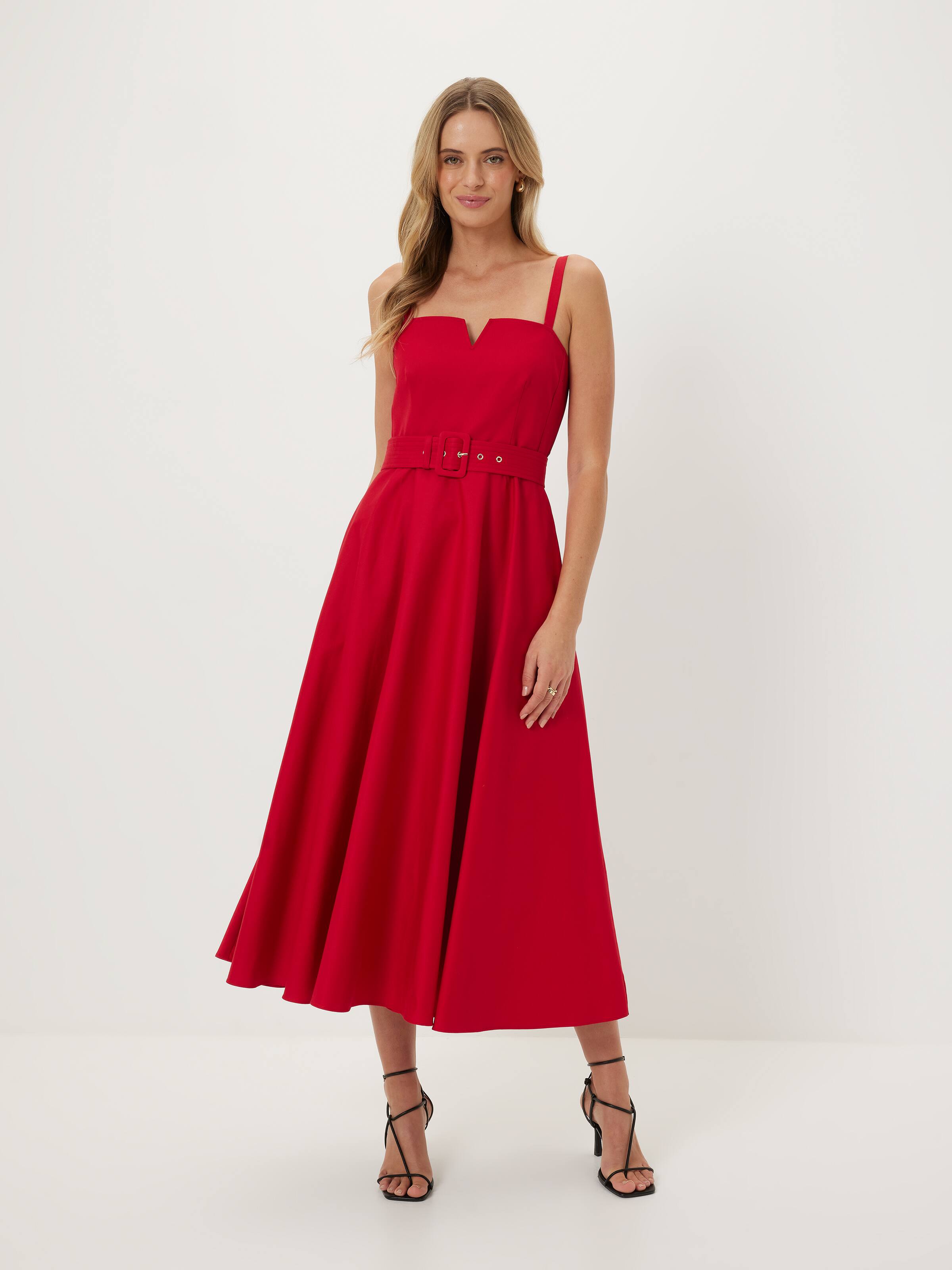 Fifi Belted Fit & Flare Midi Dress