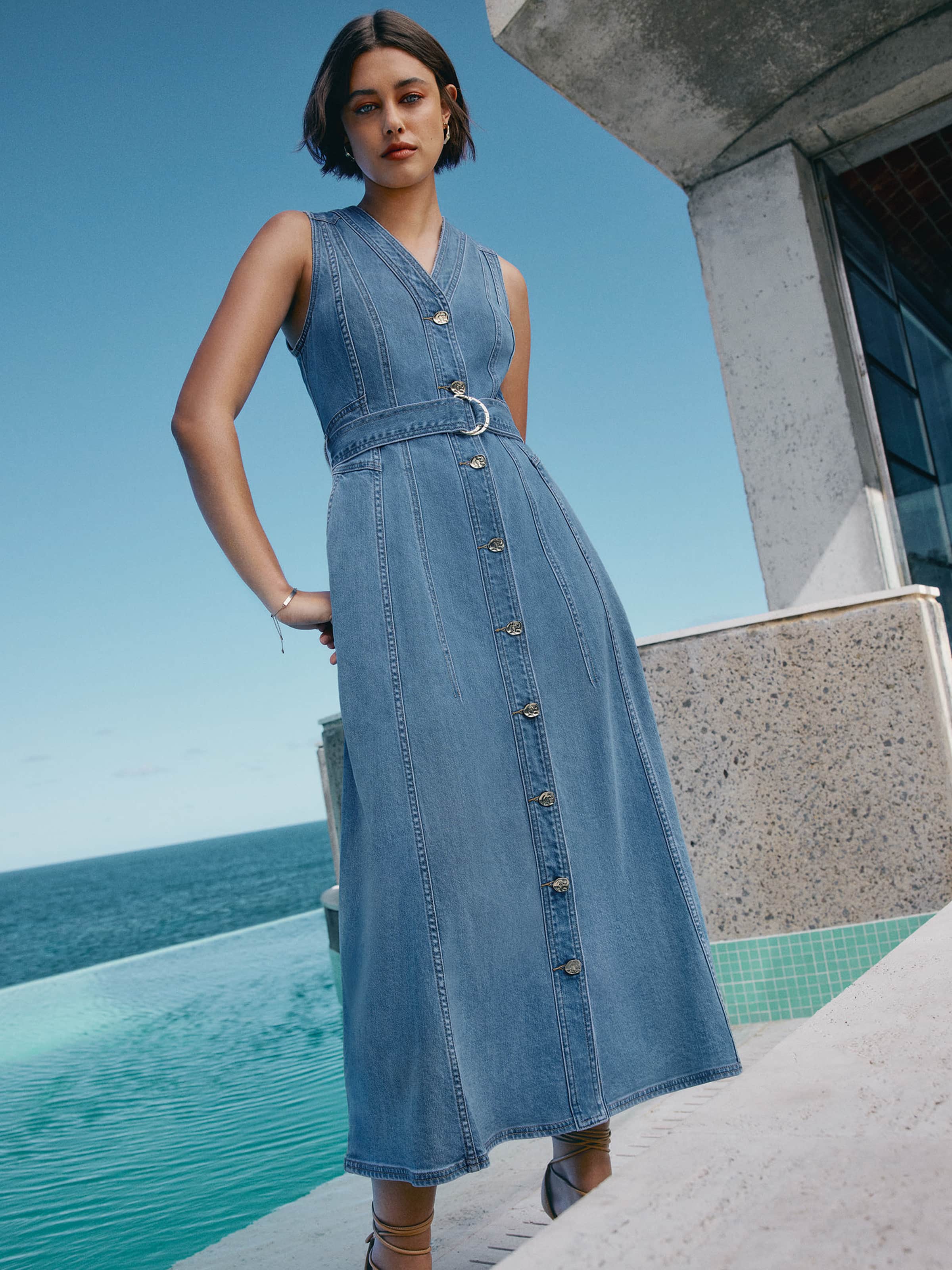 Buy GLAMODA Women A-Line Denim Stylish Long Maxi Dress for Women and Girls  (Small, Light Blue) at Amazon.in