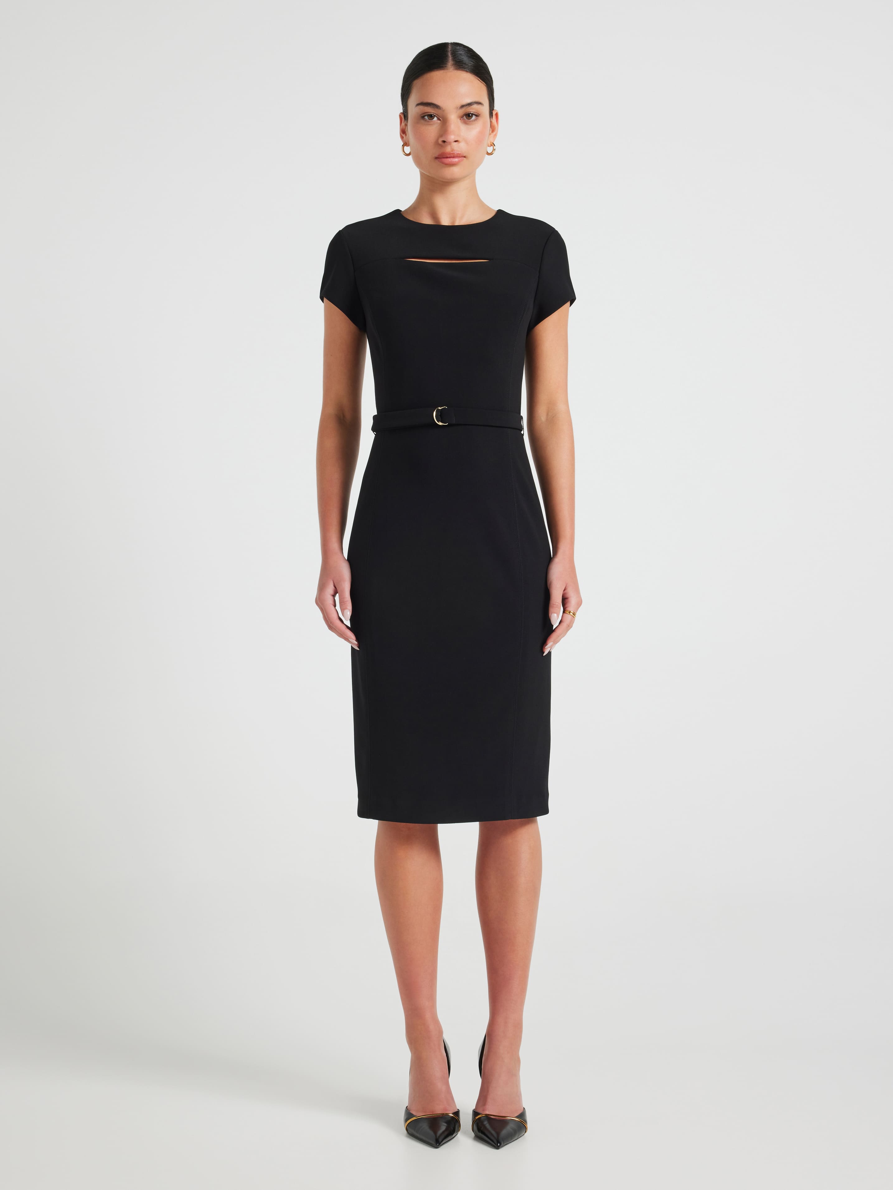 Rosie Keyhole Short Sleeve Pencil Dress