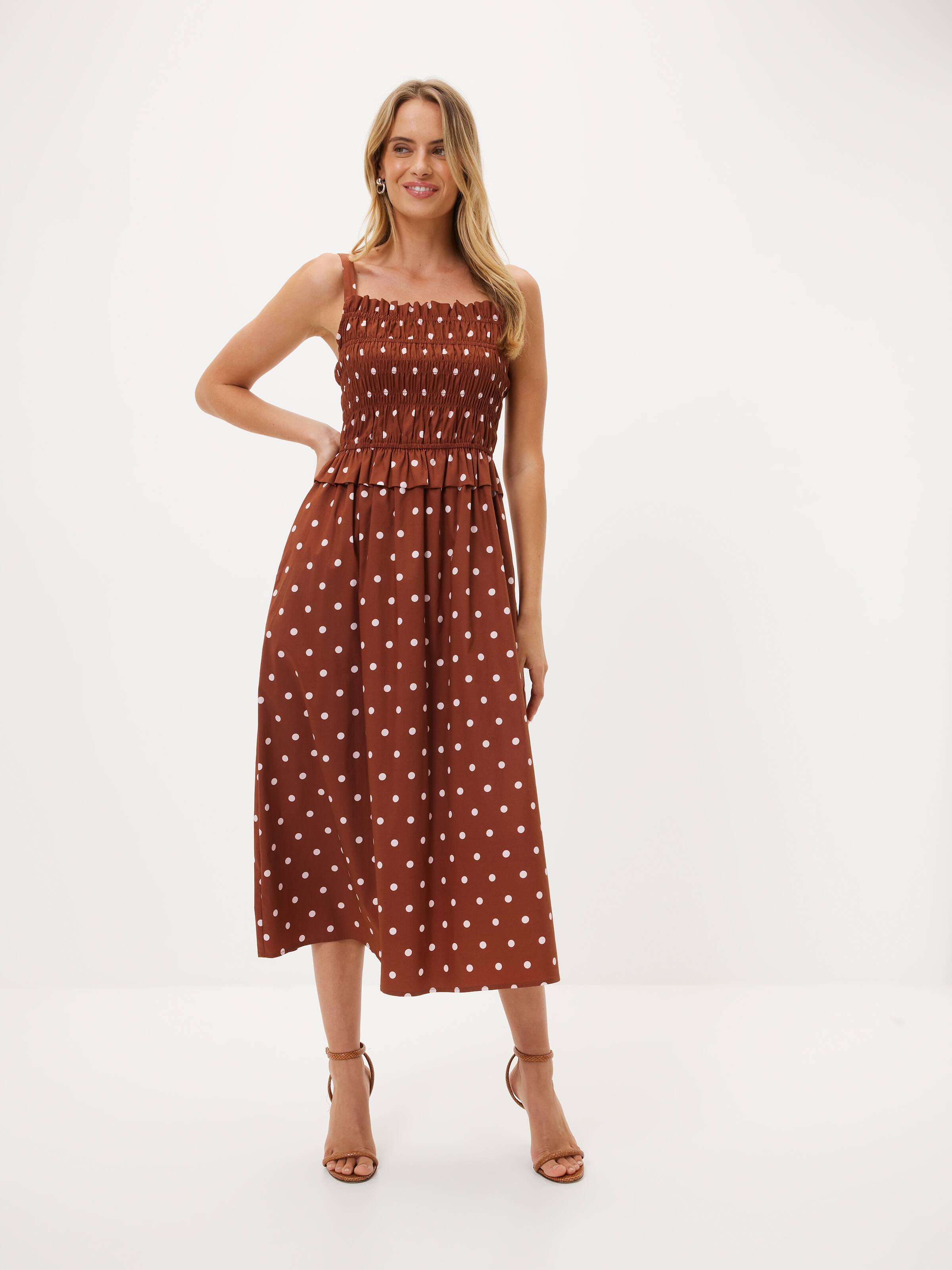 Cynthia Shirred Midi Dress