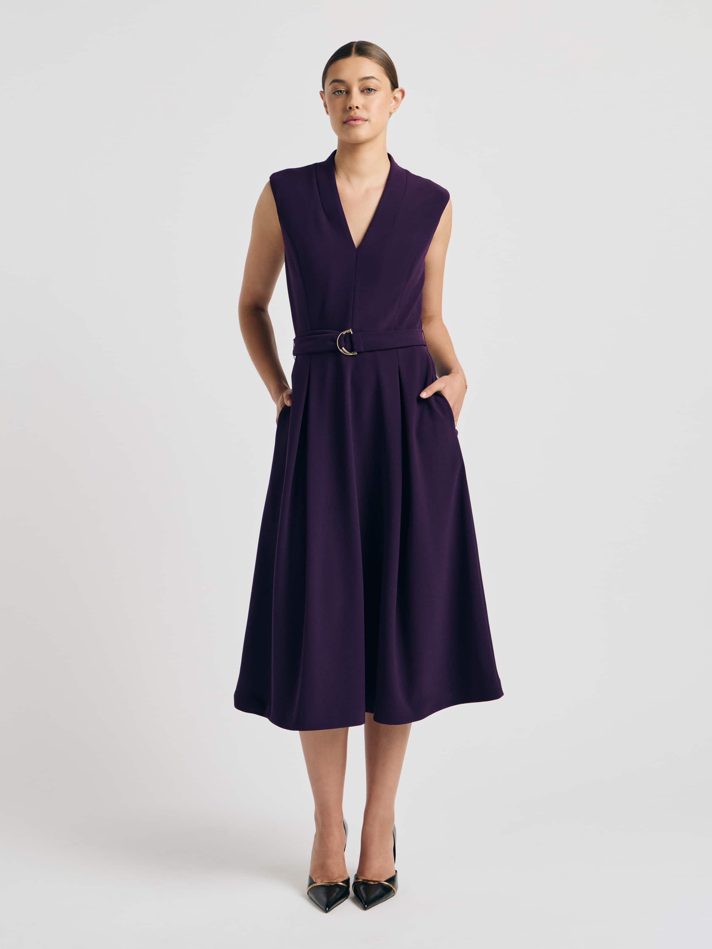 Rosie V Neck Fit & Flare Dress - Portmans Online Rosie V Neck Fit & Flare Dress - Portmans Online
