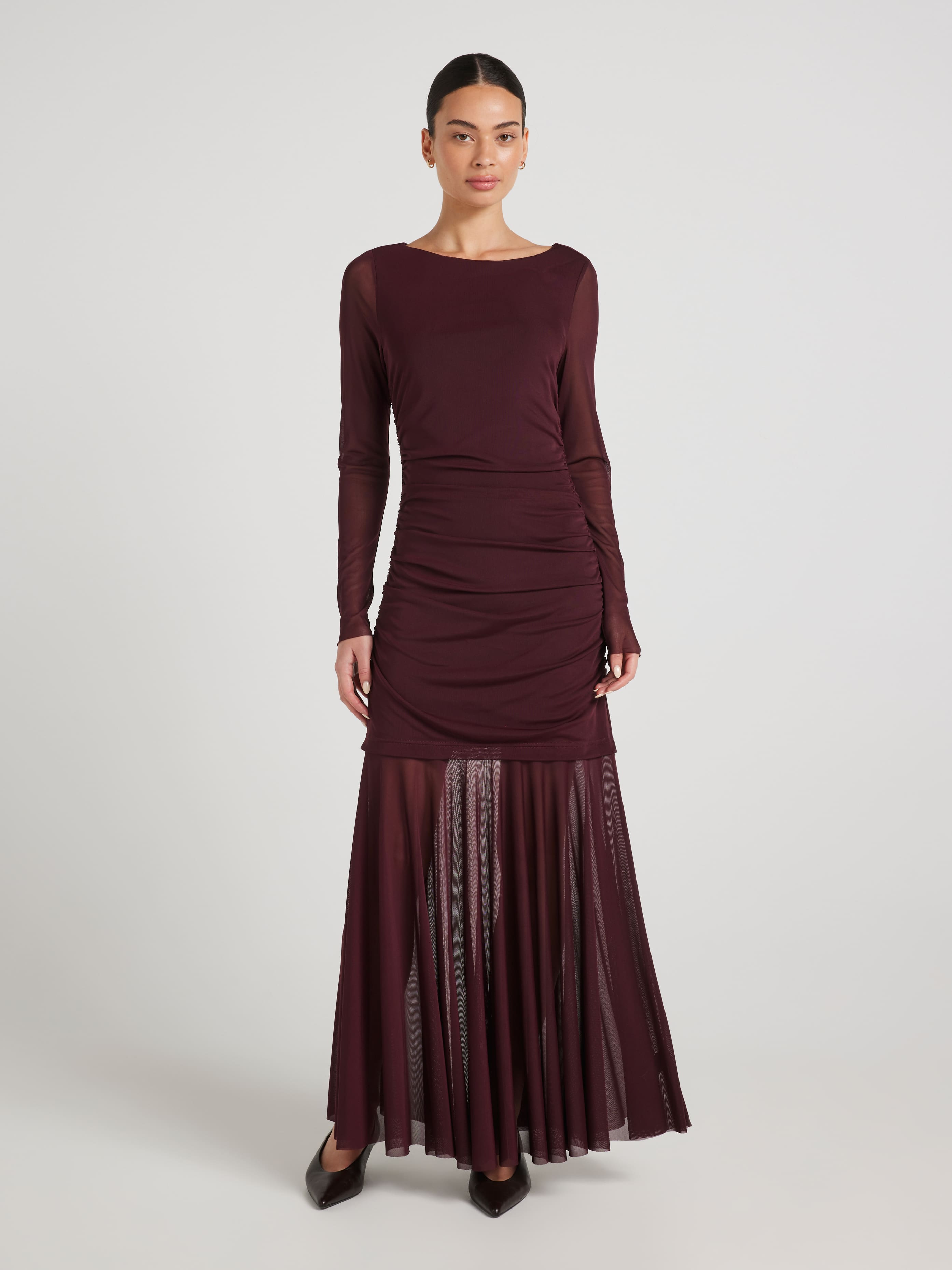 Violet Ruched Midi Dress