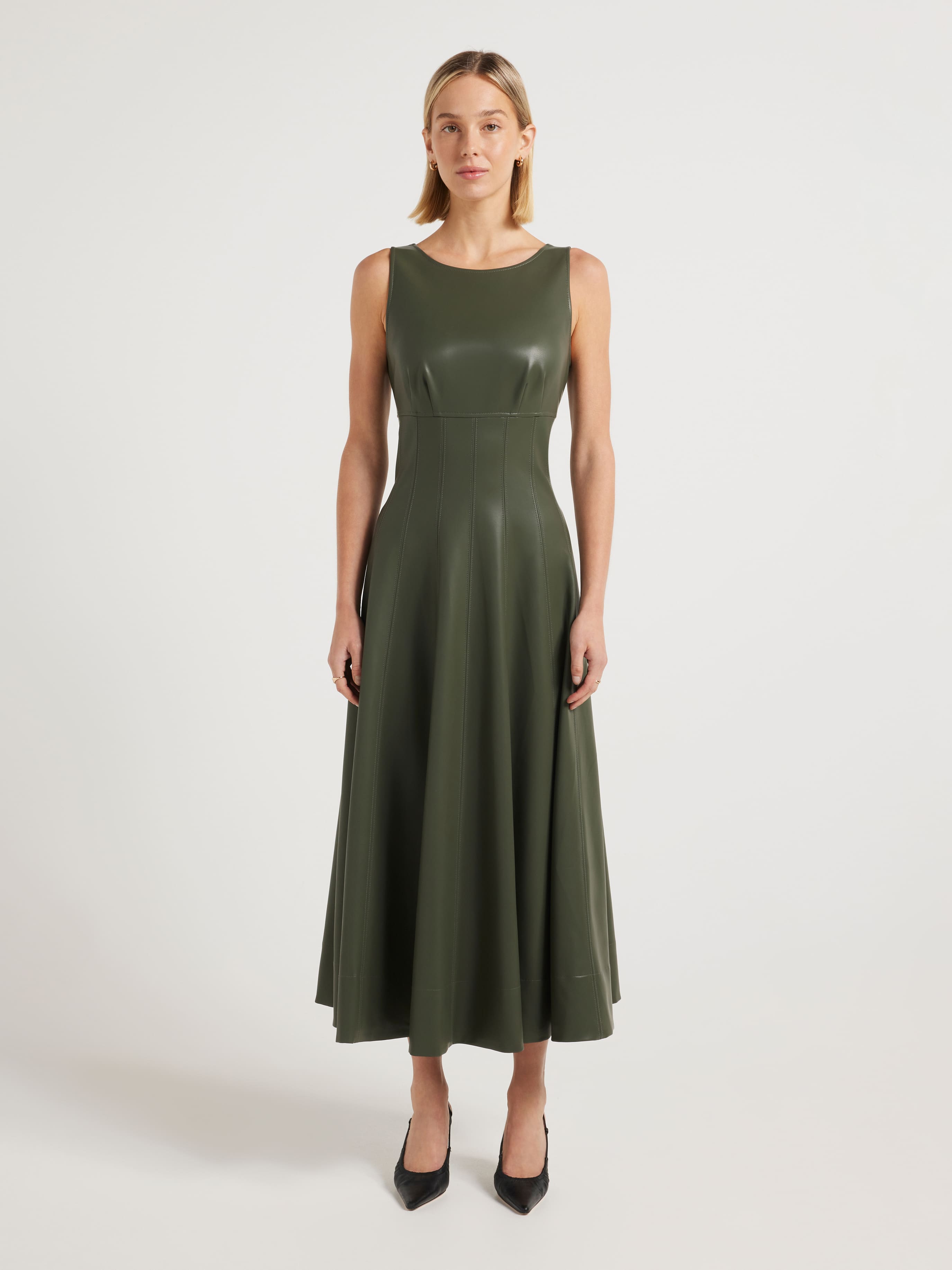 Osaka Faux Leather Midi Dress