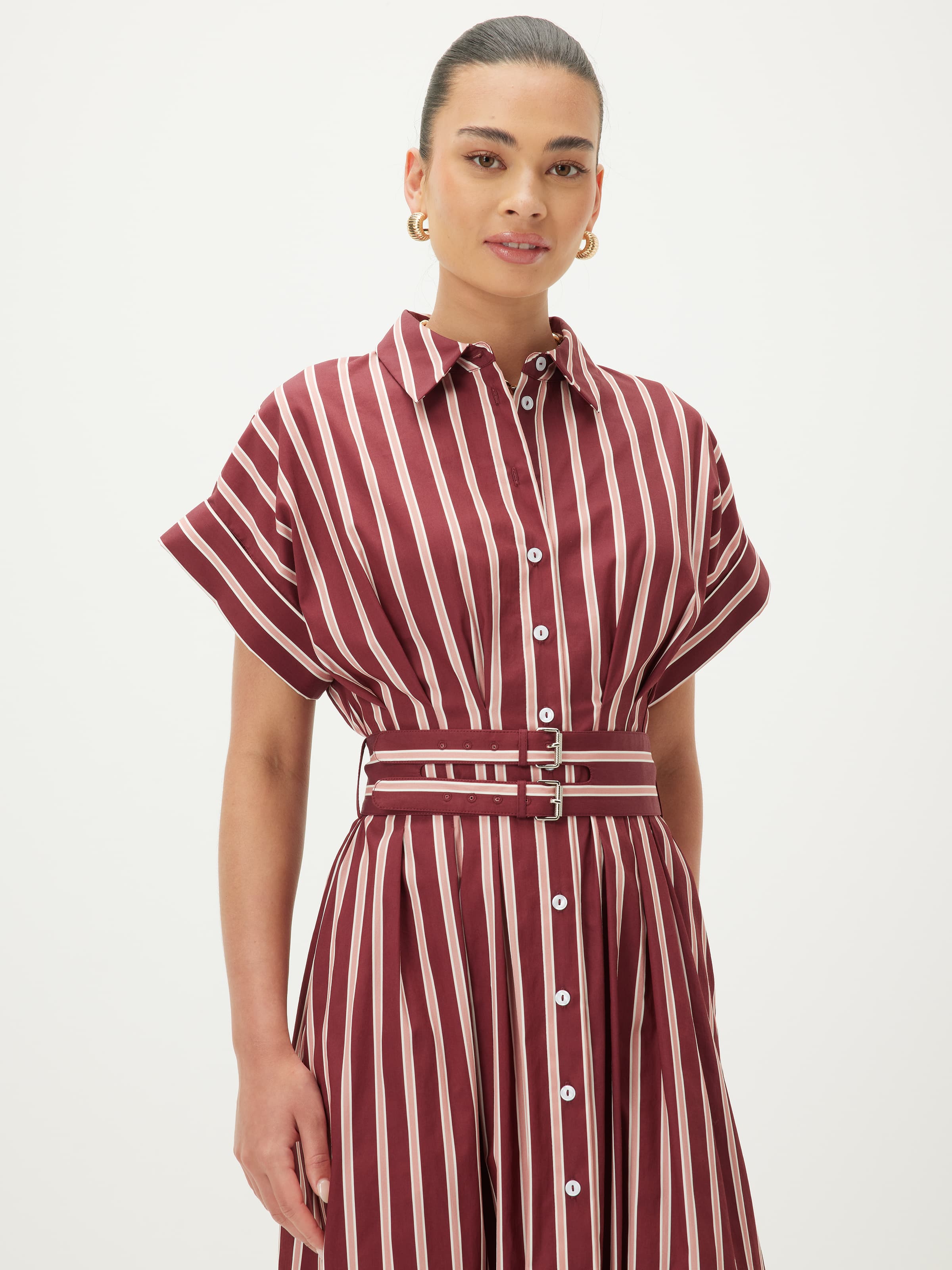 Wendy Stripe Midi Shirt Dress