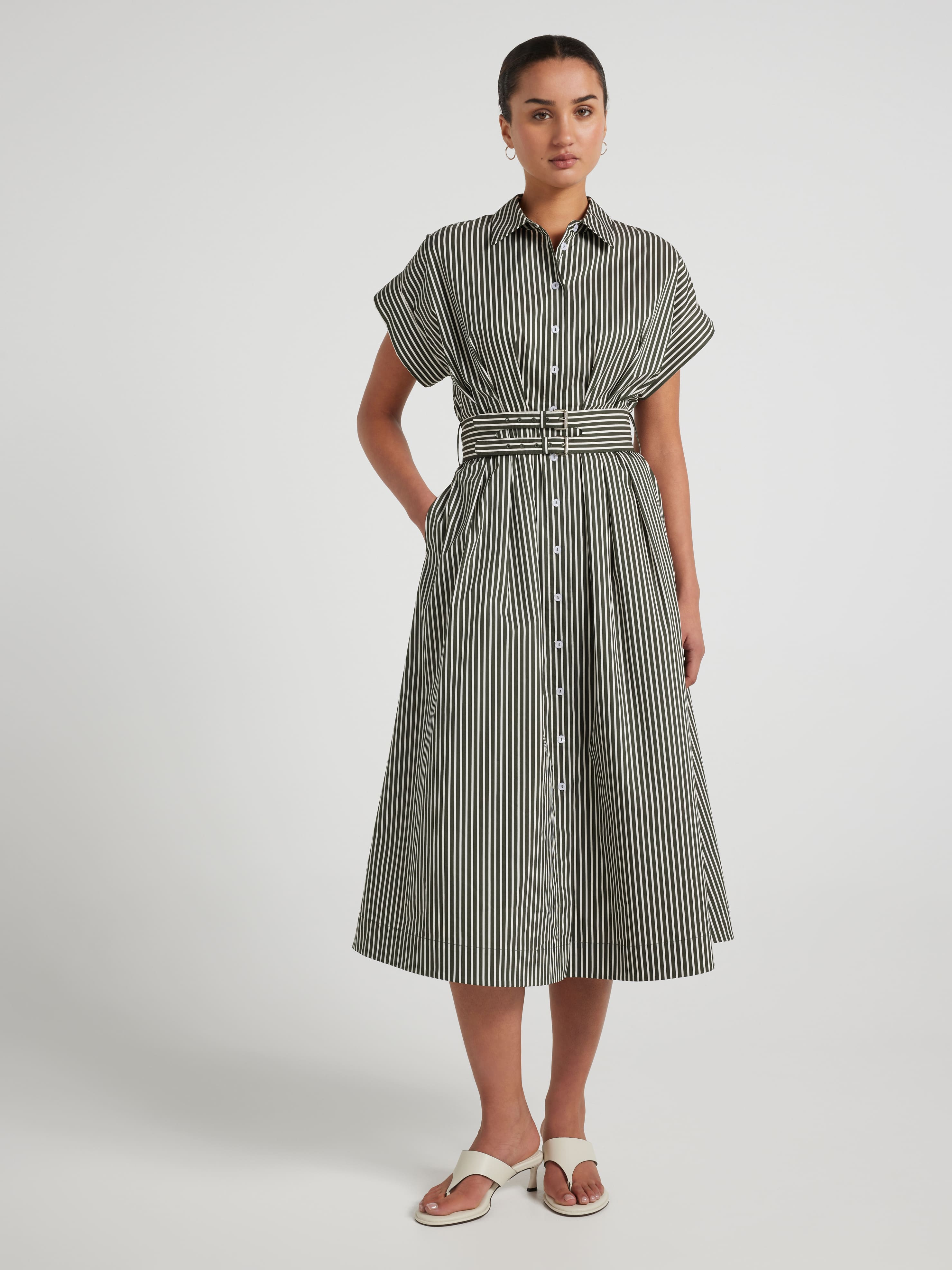 Wendy Stripe Midi Shirt Dress