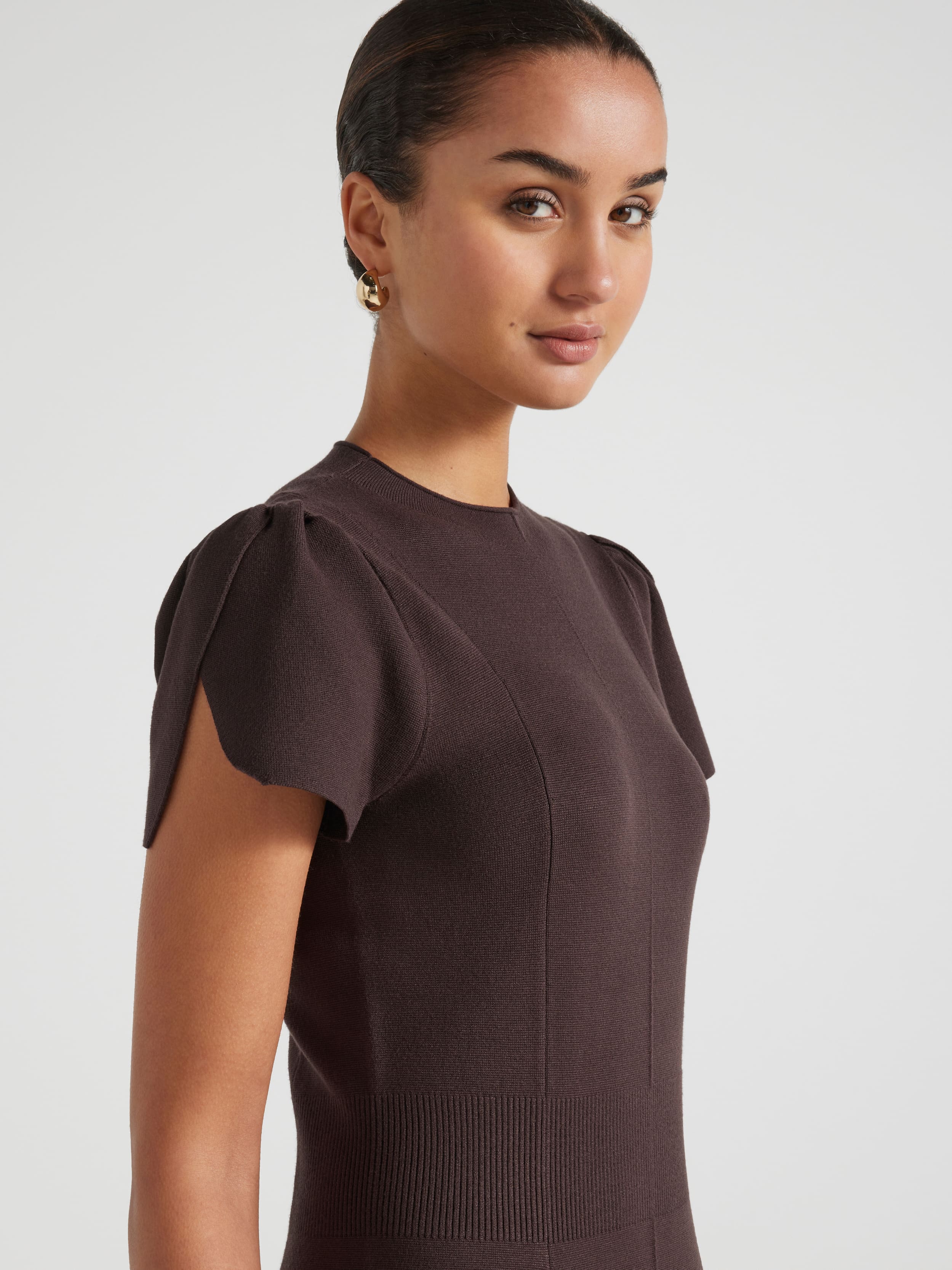 Iris Cap Sleeve Knit Midi Dress