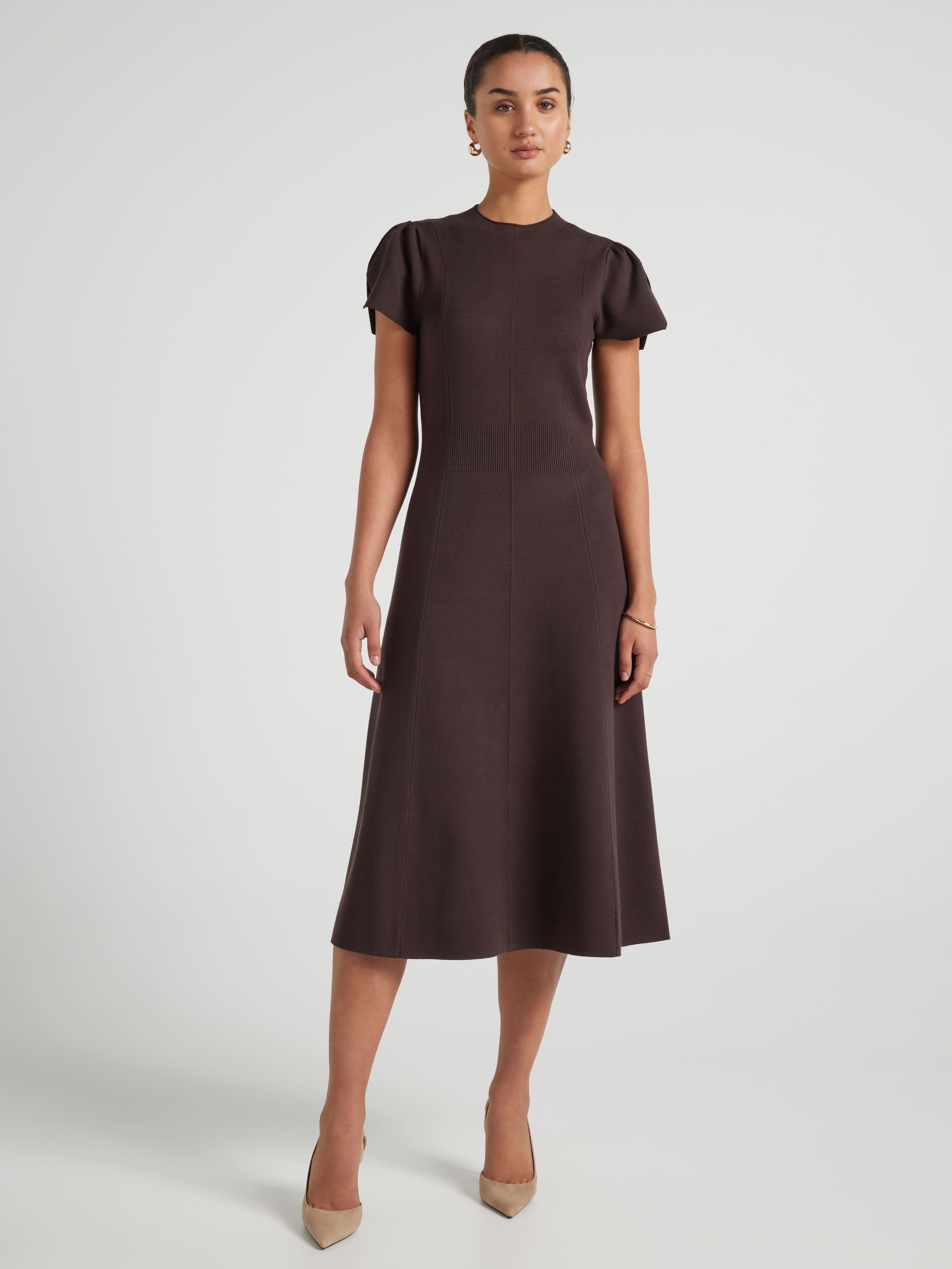 Iris Cap Sleeve Knit Midi Dress