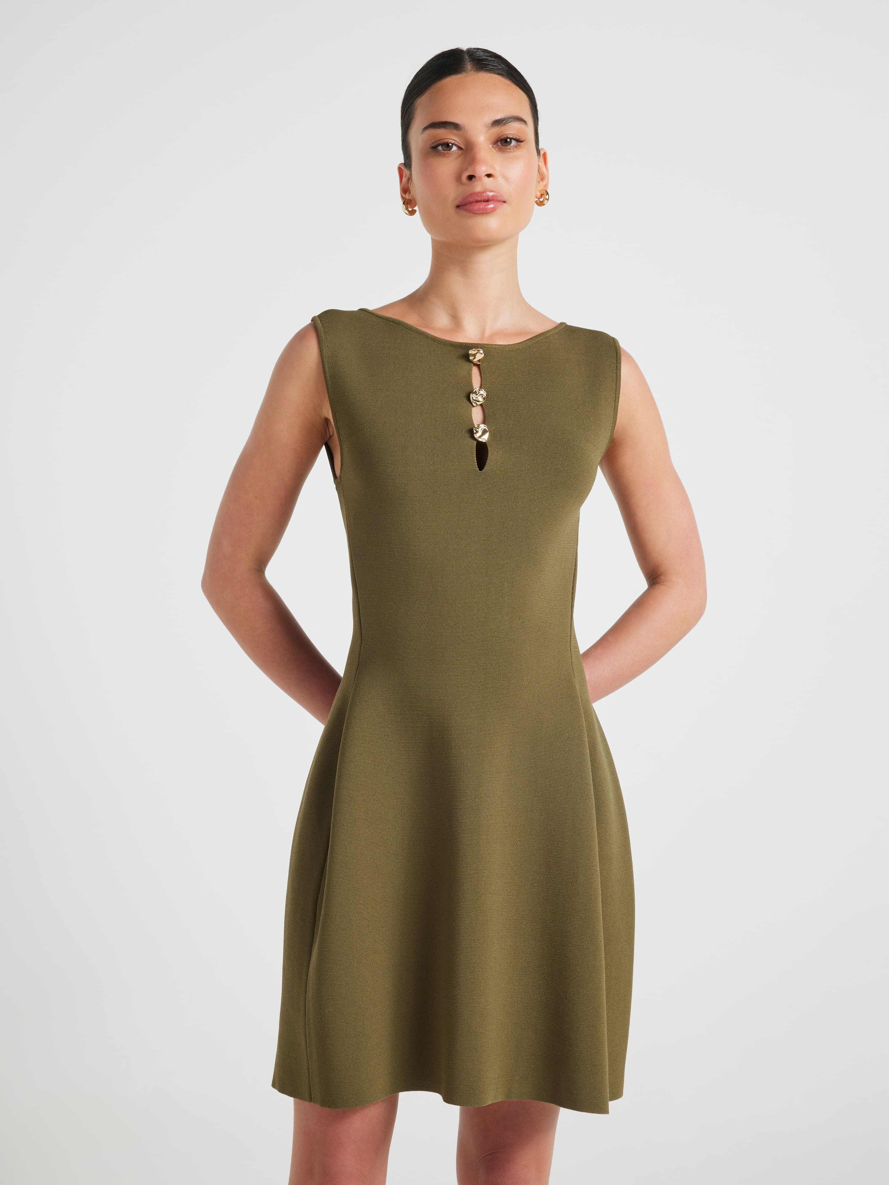Anna Gold Button Knit Mini Dress