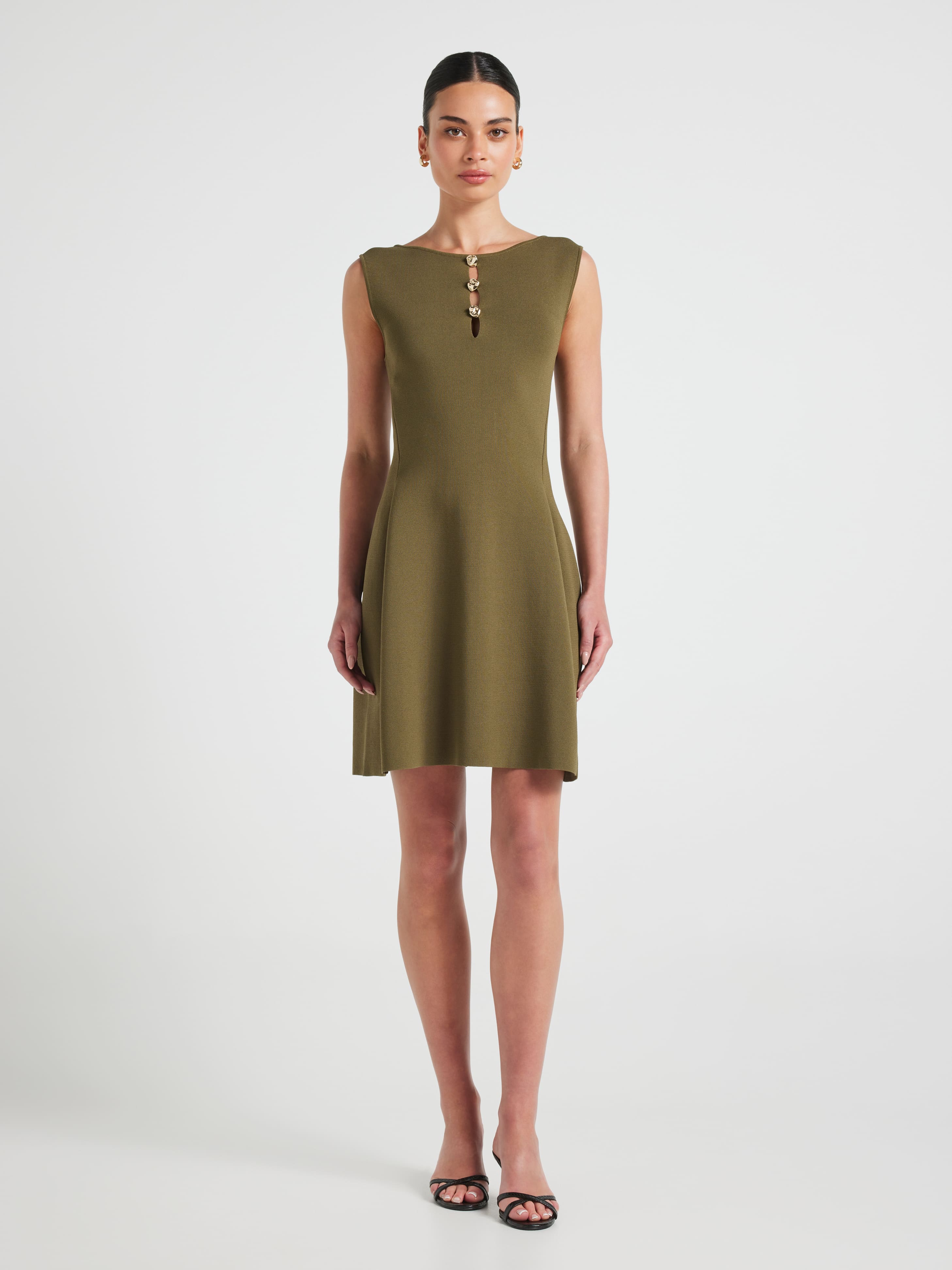 Anna Gold Button Knit Mini Dress
