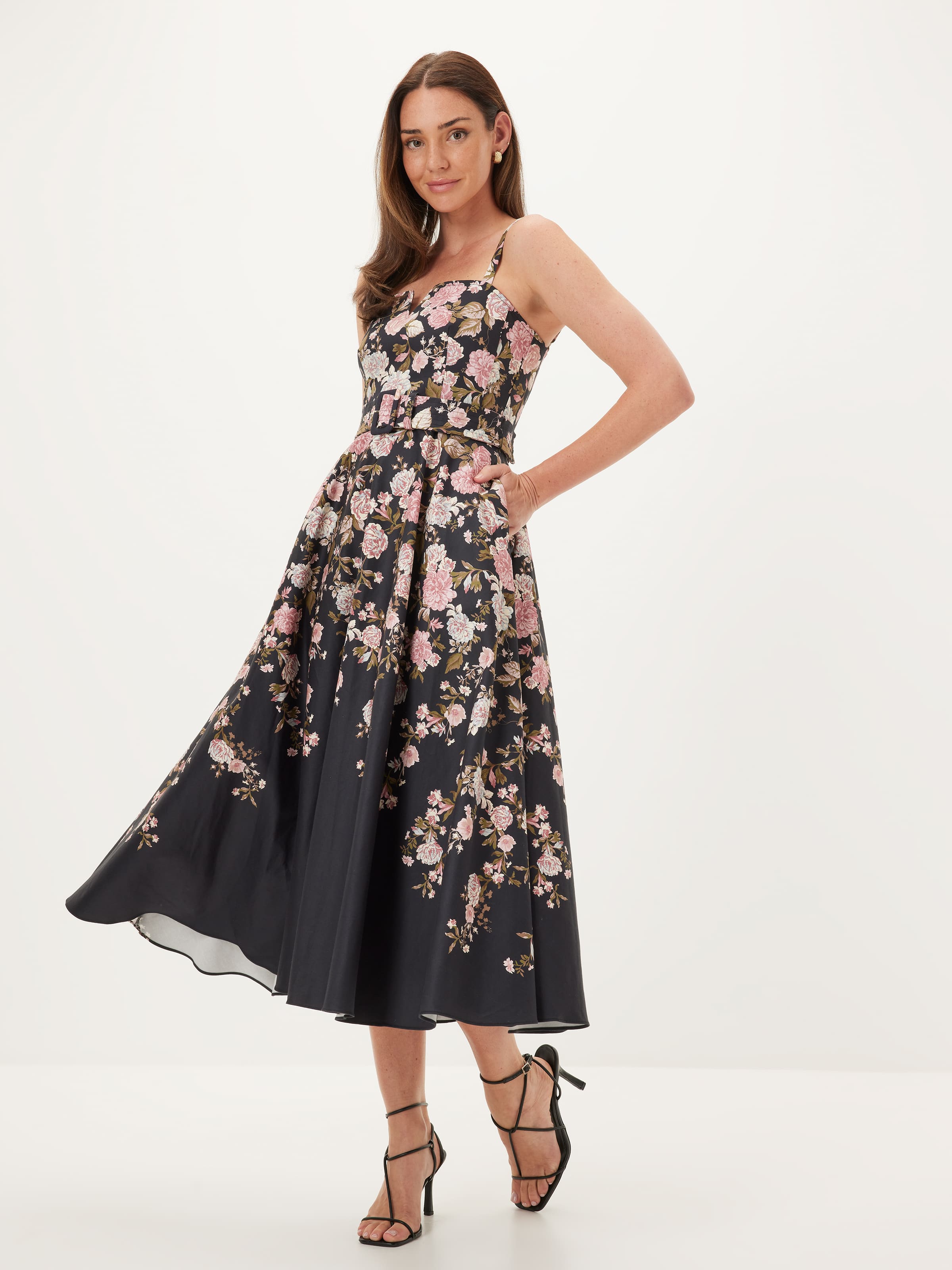 Fifi Belted Fit & Flare Midi Dress