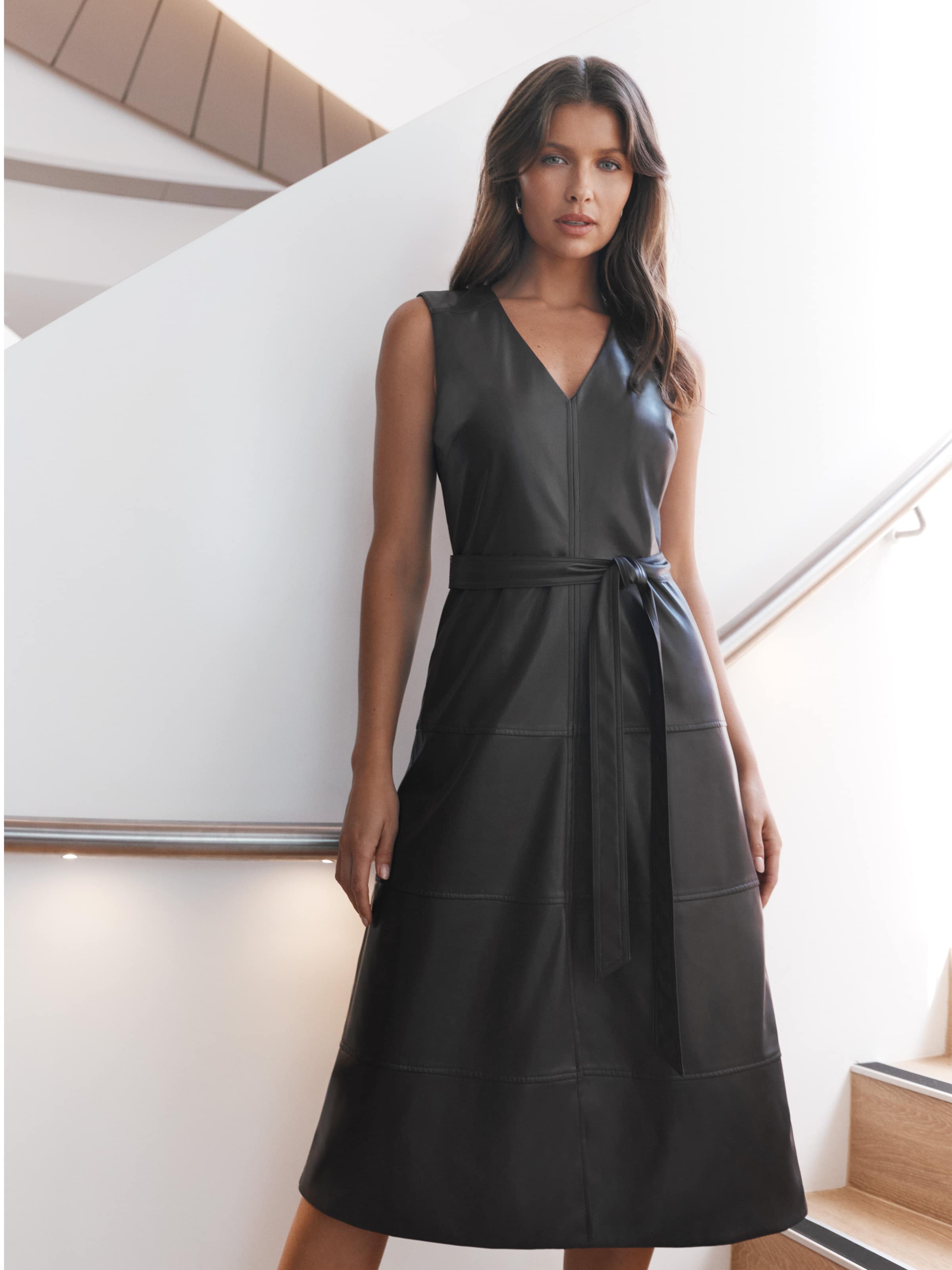 Montreal Faux Leather Midi Dress