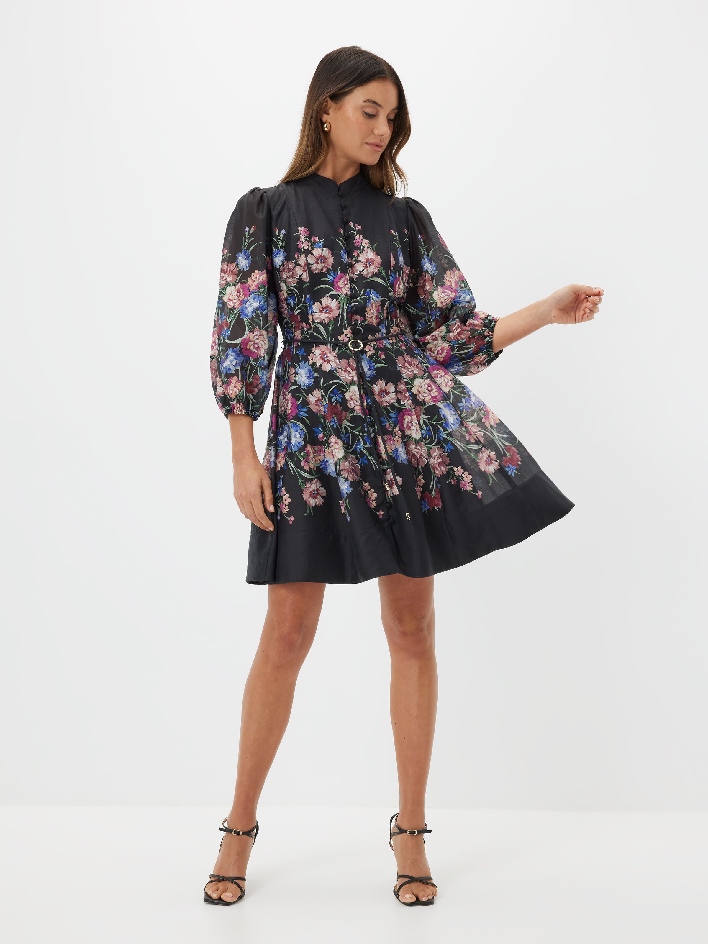 Melanie Placement Print Short Dress