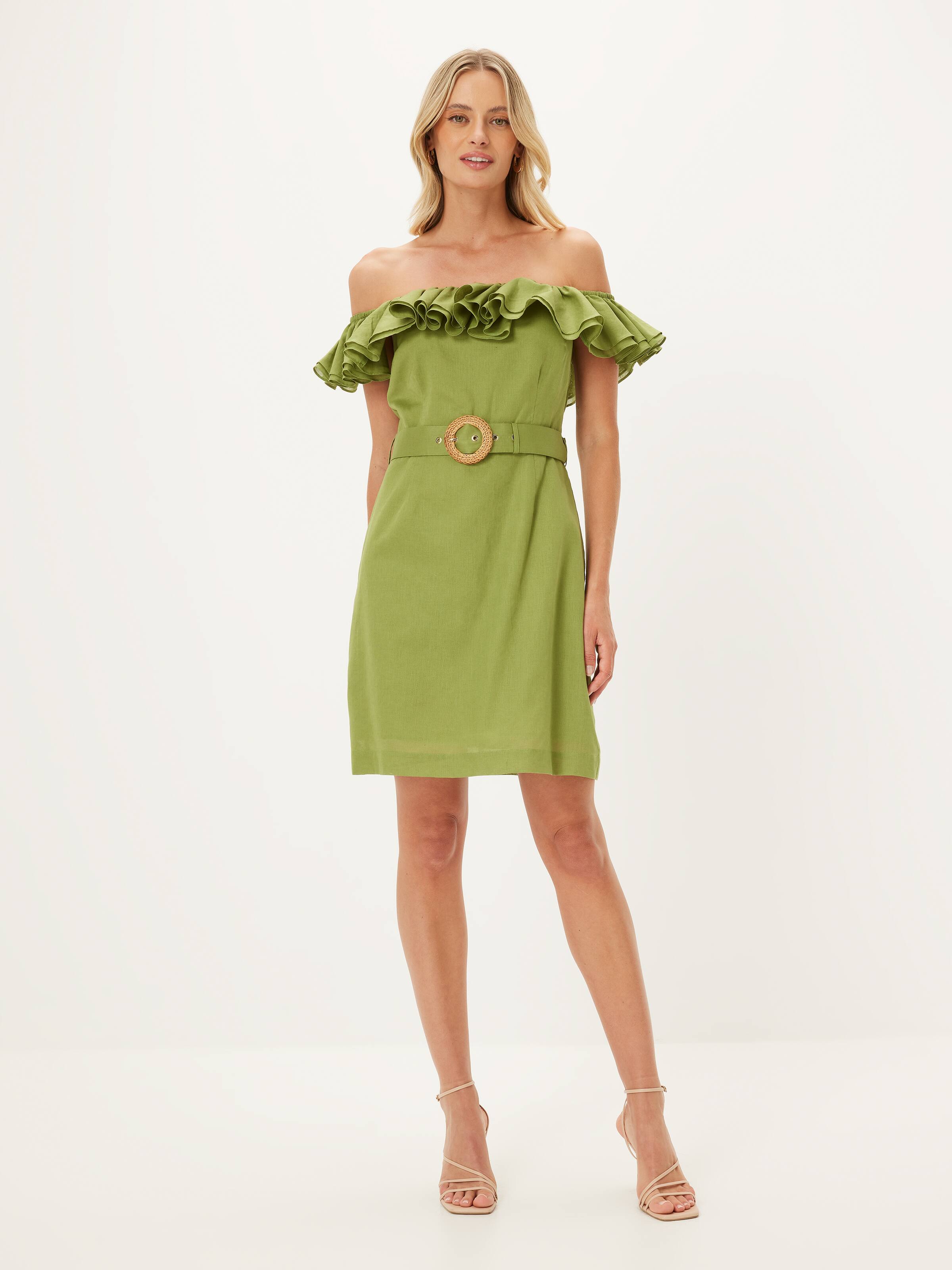portmans linen dress Crystal V Neck Midi Dress