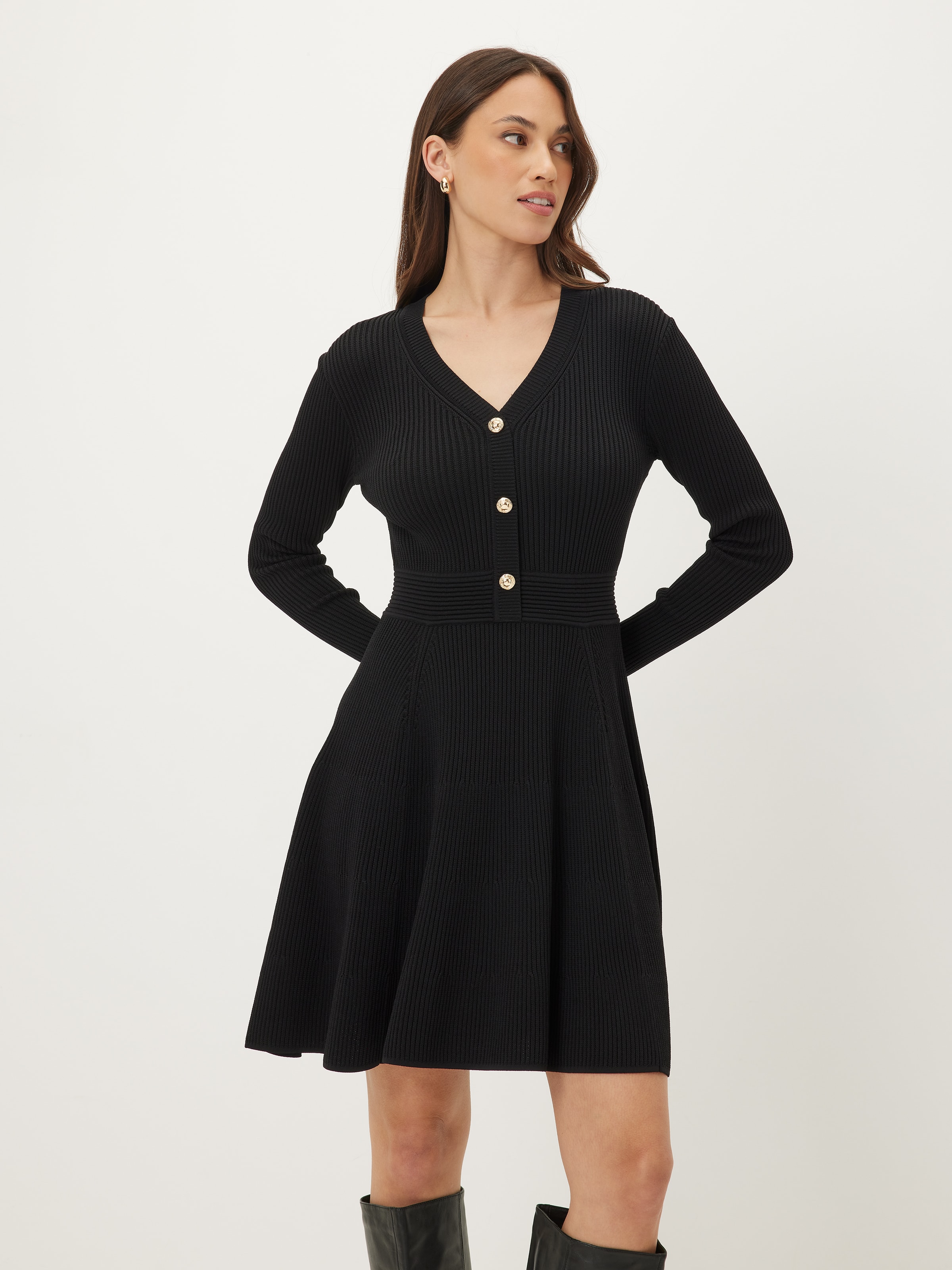 Pointelle V-Neck Mini Dress