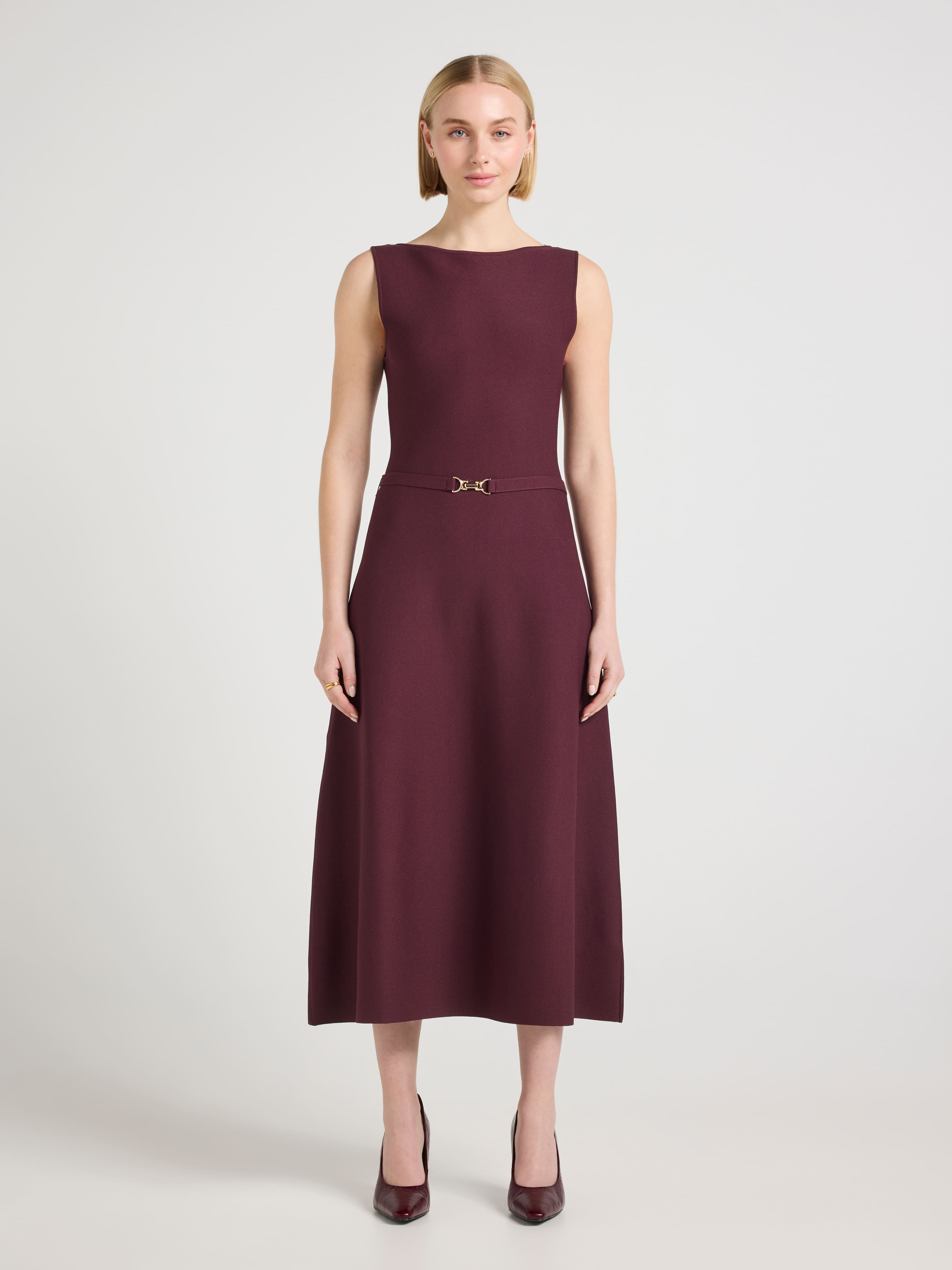 Ashley Belted Midi Knit Dress