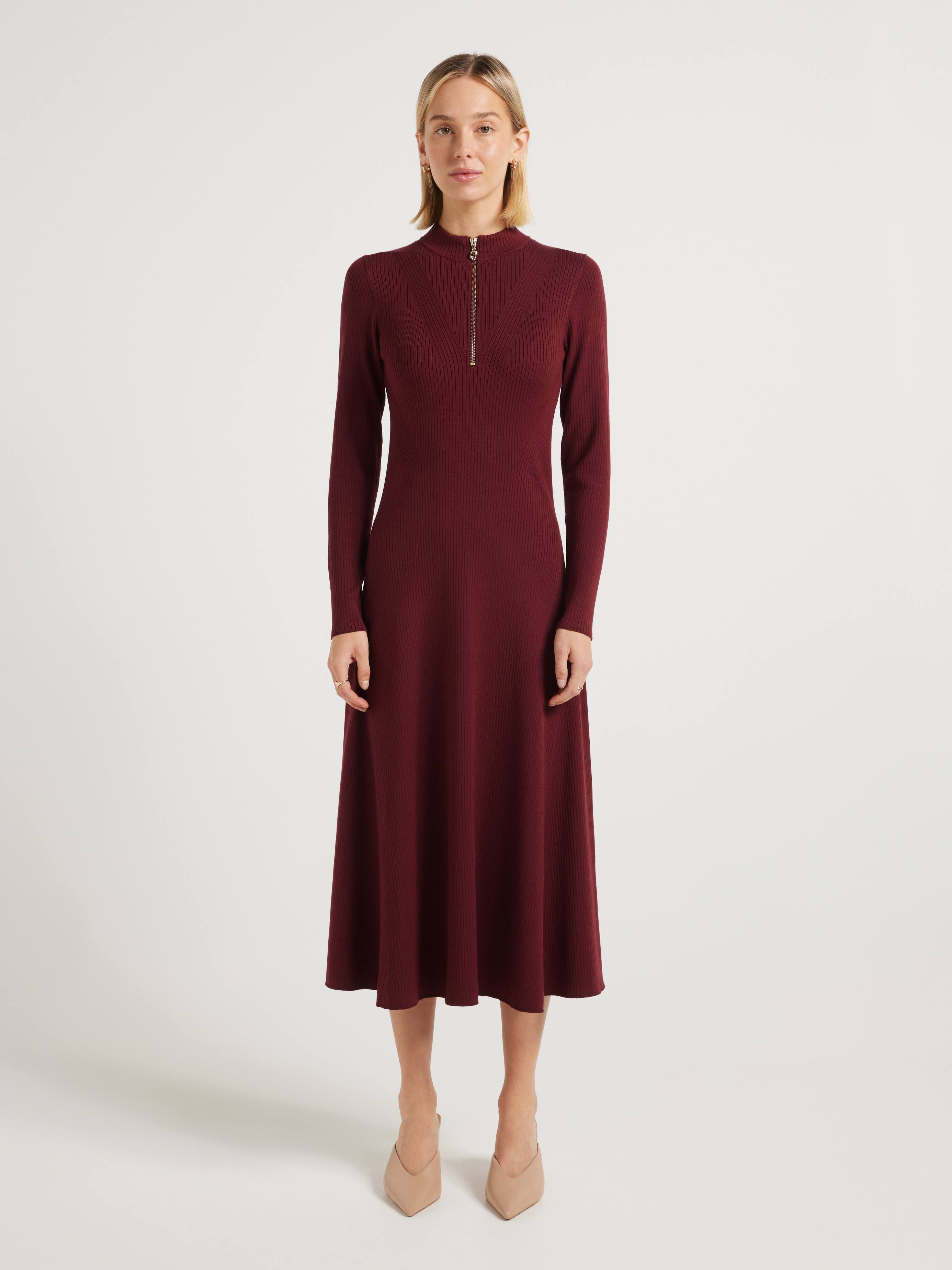 Kat Zip Knit Midi Dress