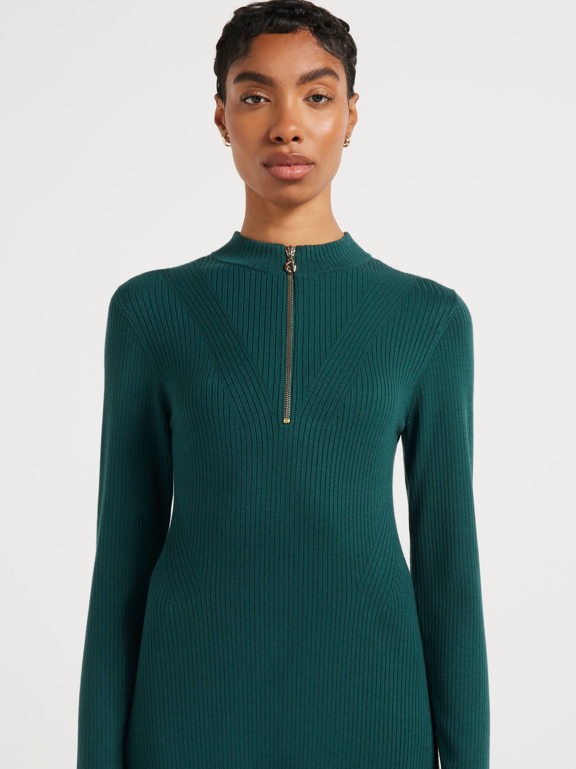 Kat Zip Knit Midi Dress