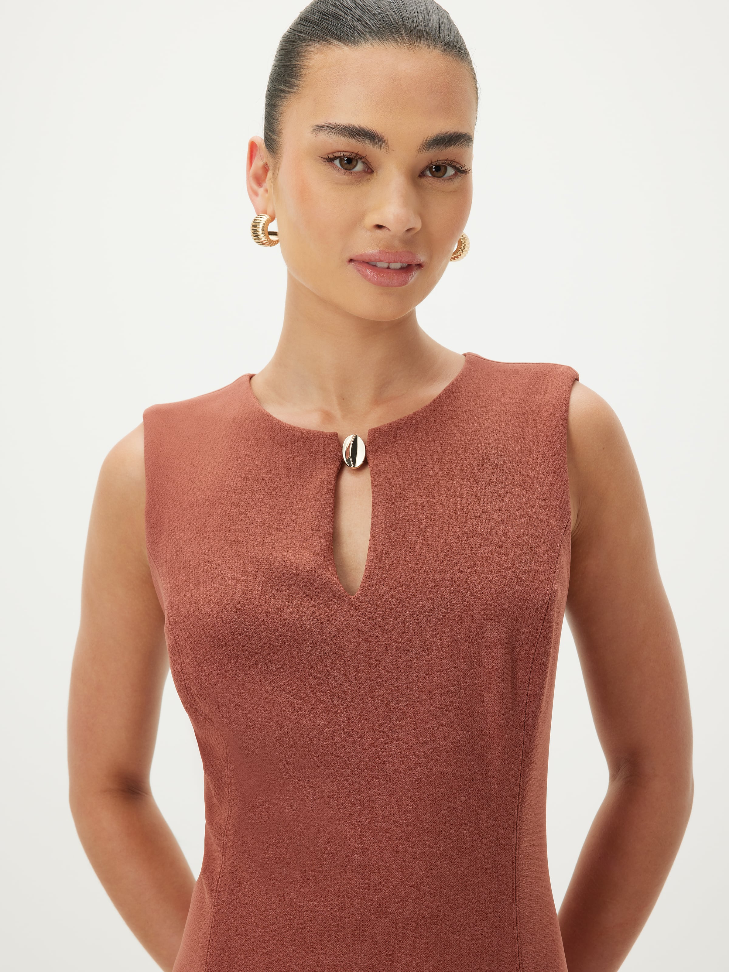 Rosie Button Neck Pencil Dress