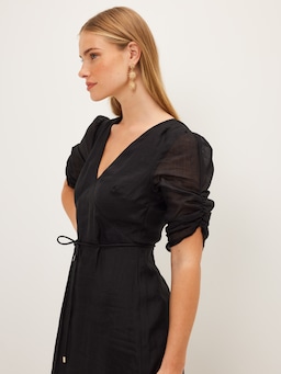 Kristin Ruched Sleeve Midi Dress