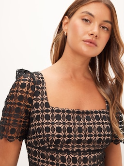 Milly Lace Short Flared Dress