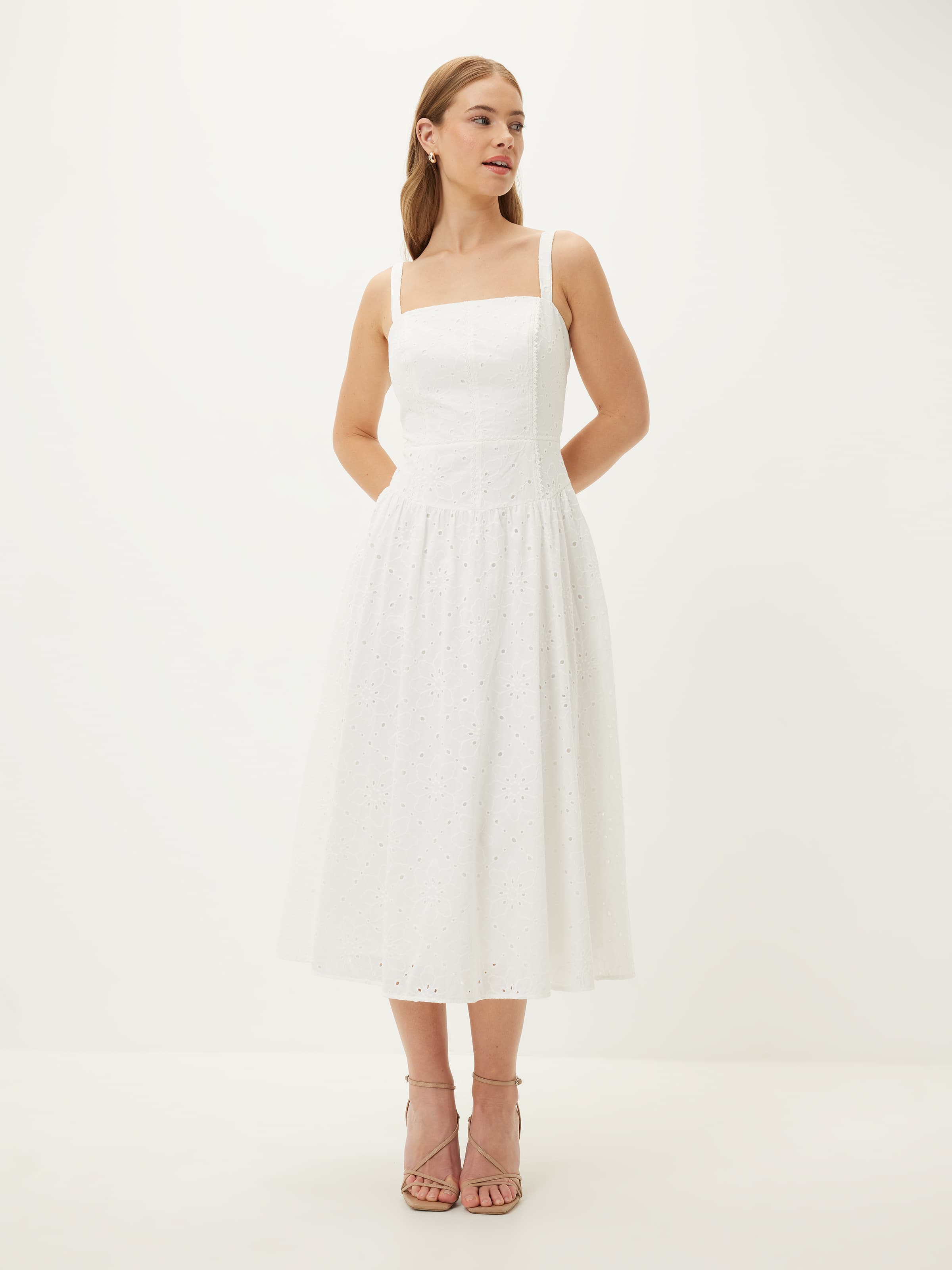 Tori Broderie Midi Dress