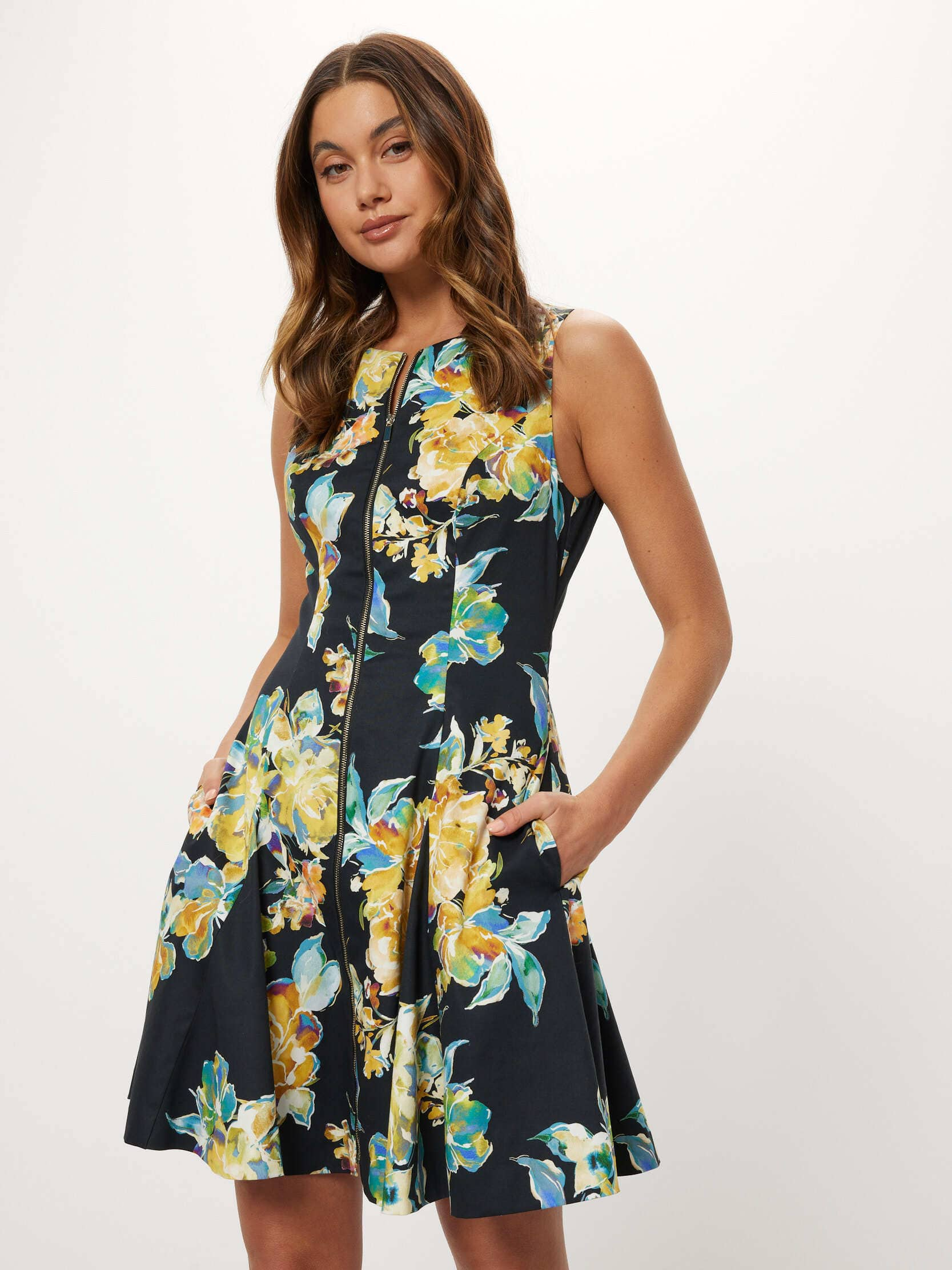 Sabrina Godet Fit & Flare Dress